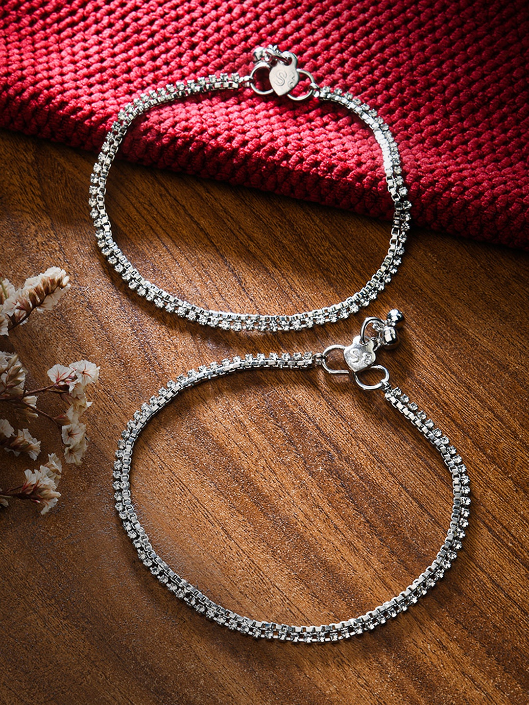 

Fida Silver-Plated Women Kundan Anklets
