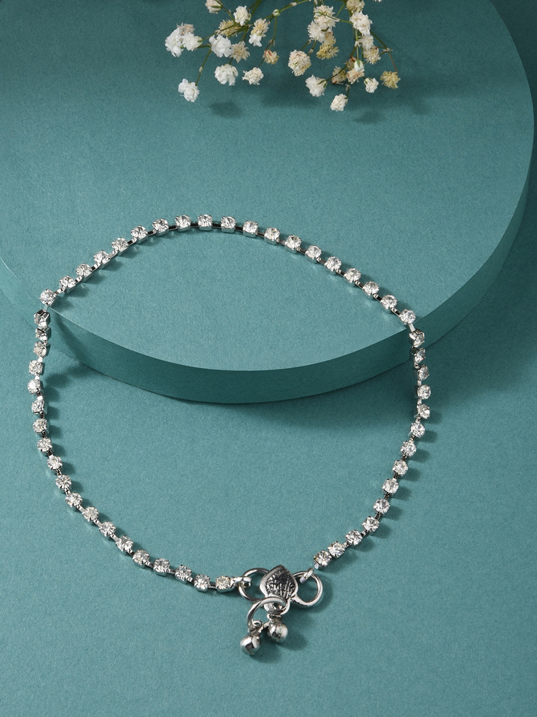 

Fida German Silver-Plated Studded Anklets