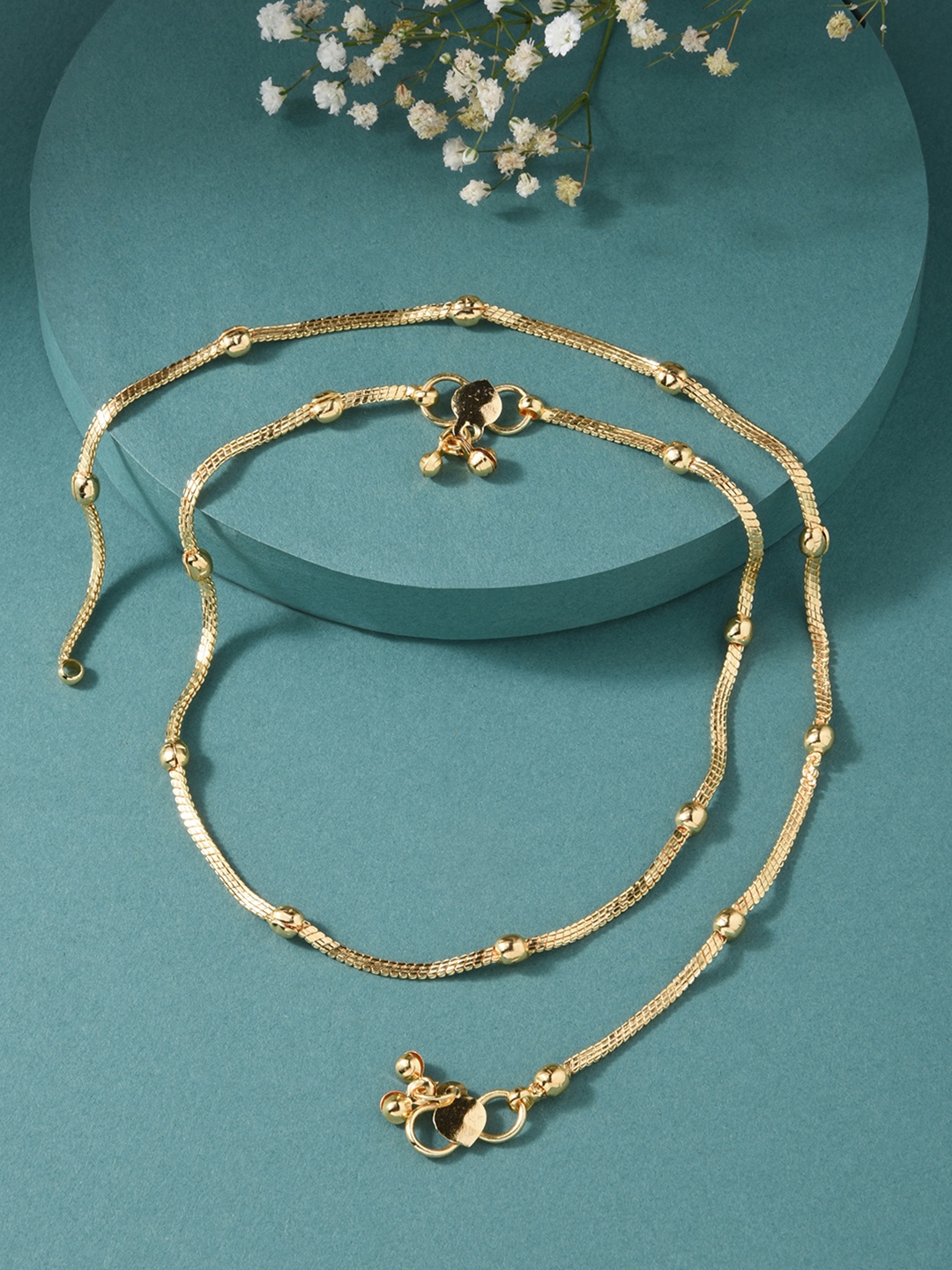 

Fida Women Gold Plated Ethnic Beaded Anklets
