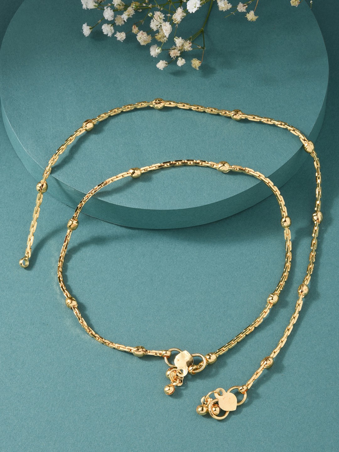 

Fida Set Of 2 Gold-Plated Beaded Anklet