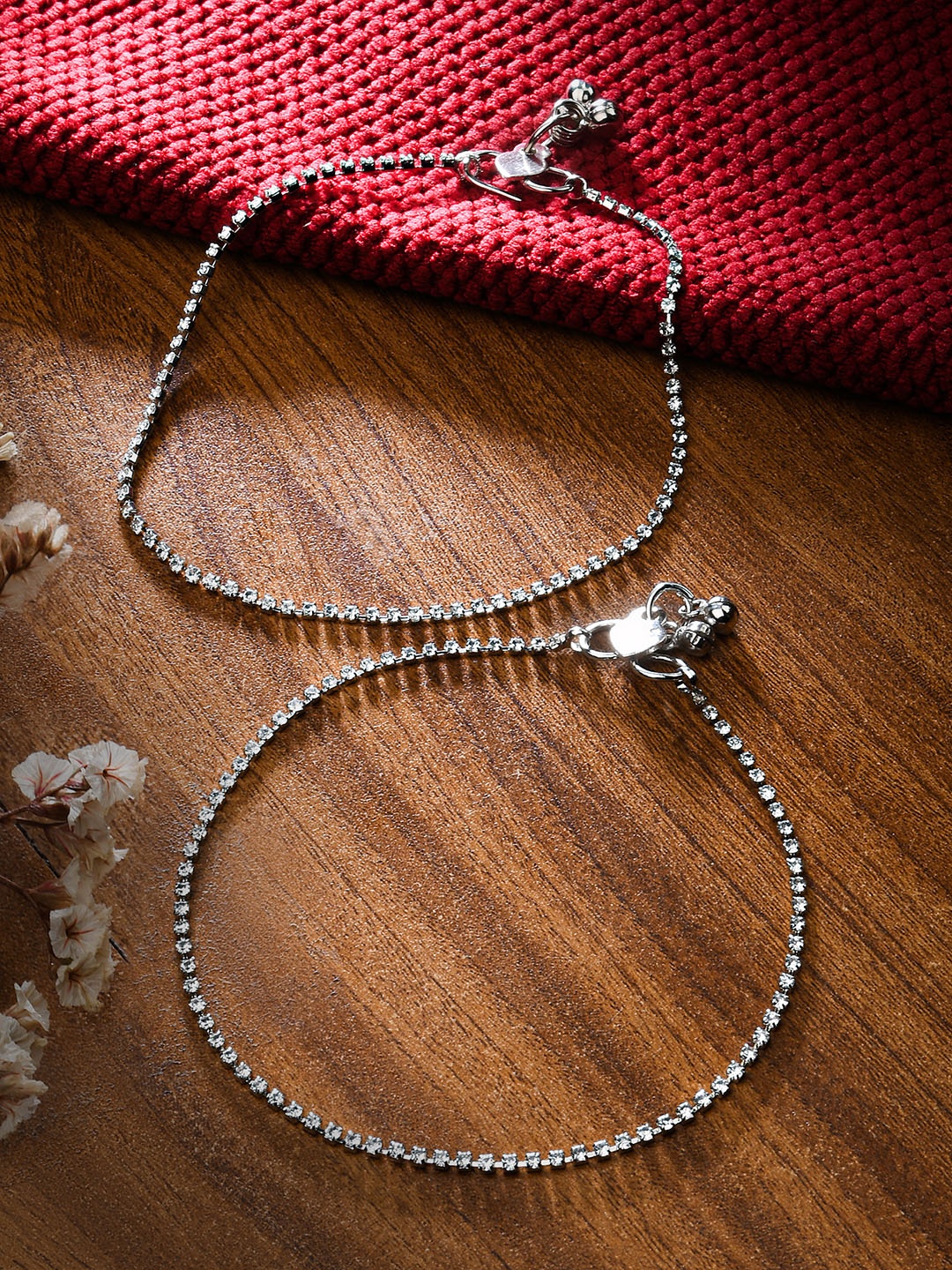 

Fida Women Silver-Plated Kundan Studded Anklet