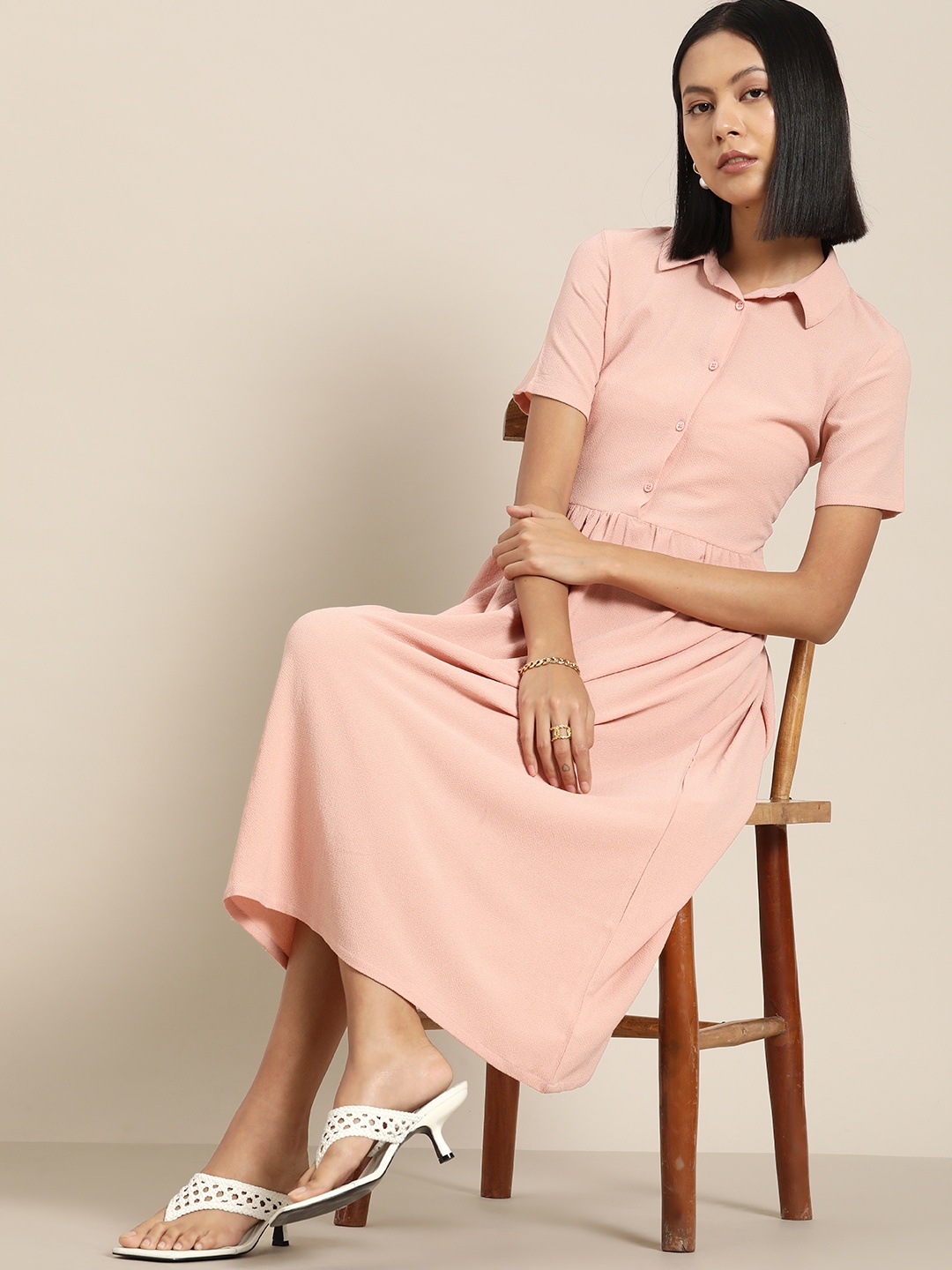 

her by invictus Shirt Midi Dress, Pink