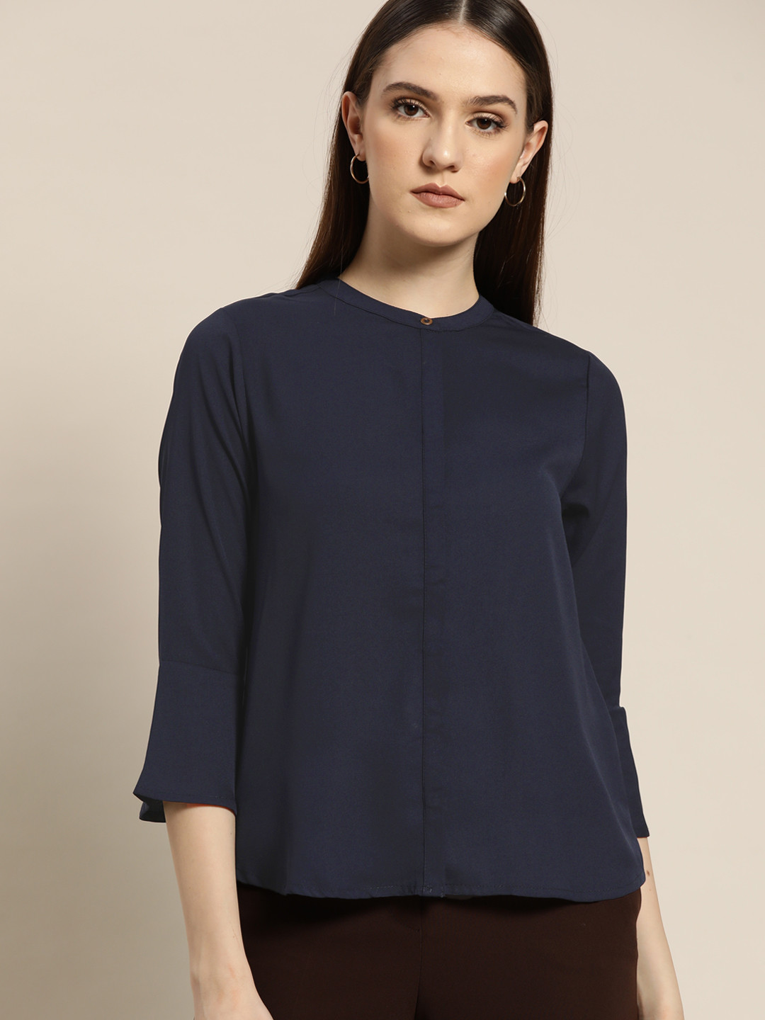 

her by invictus Women Solid Casual Shirt, Navy blue