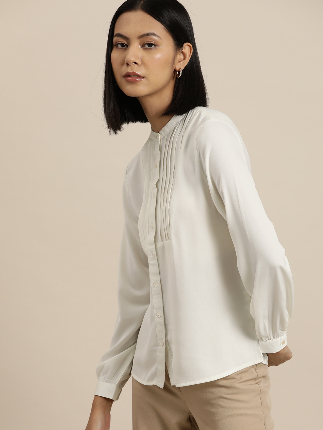 

her by invictus Pintucks Casual Shirt, White