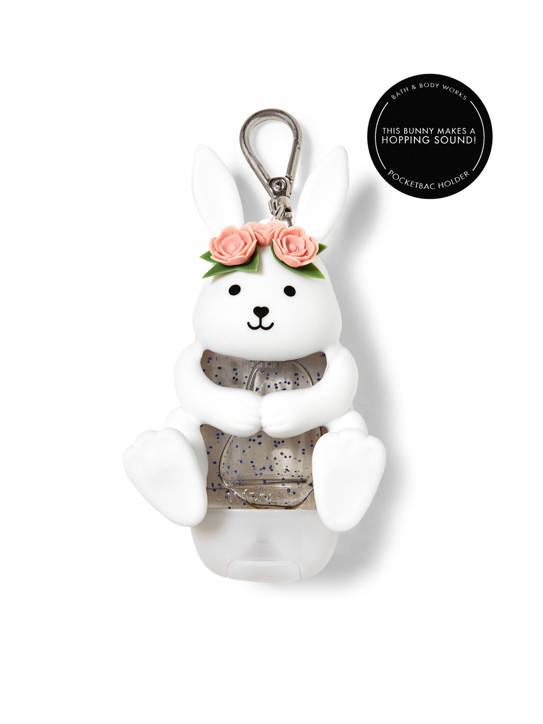 

Bath & Body Works Noise-Making Flower Crown Bunny PocketBac Sanitizer Holder - White