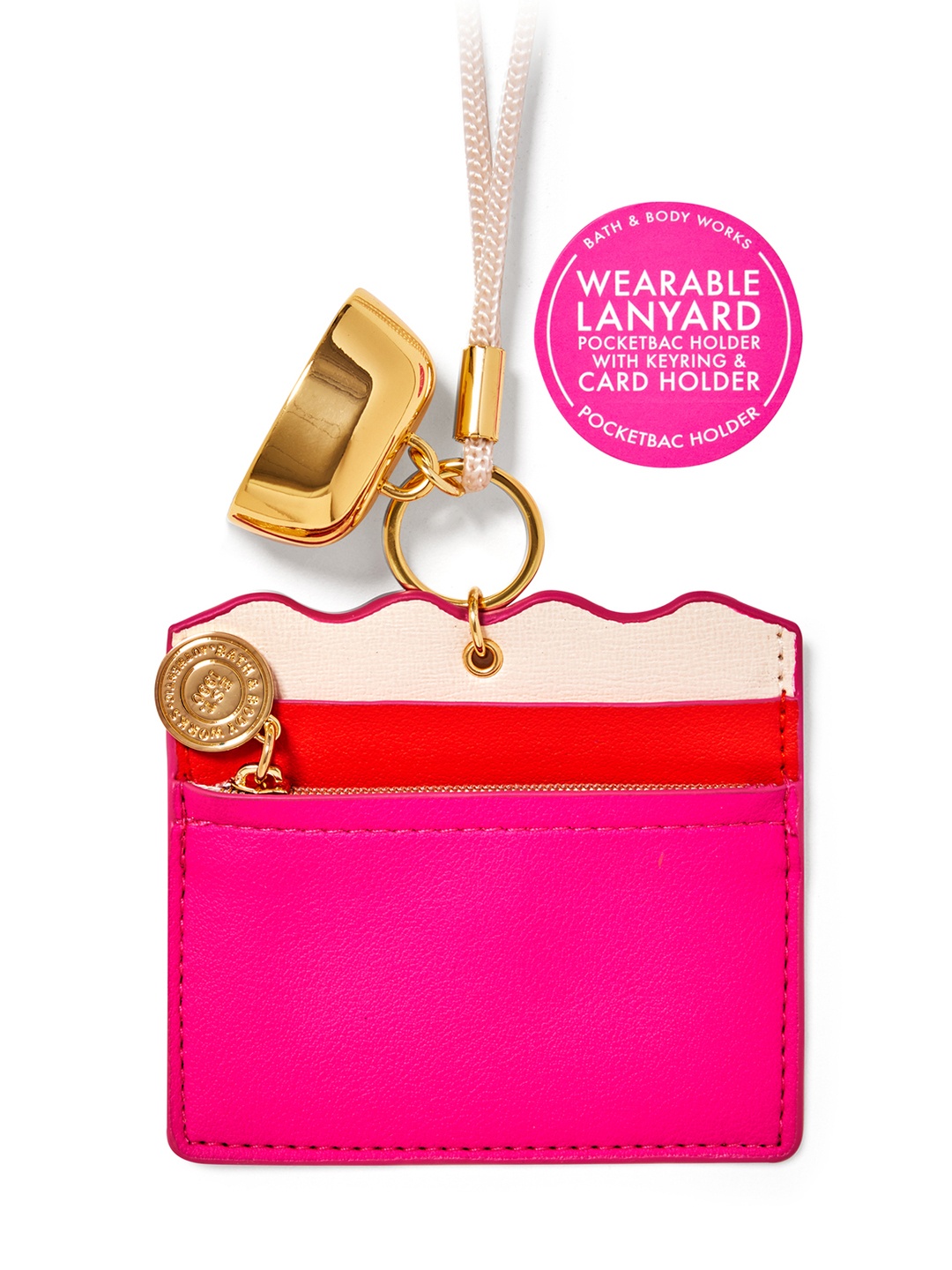 Bath & Body Works Wearable Pink Zipper Card PocketBac Sanitizer Holder