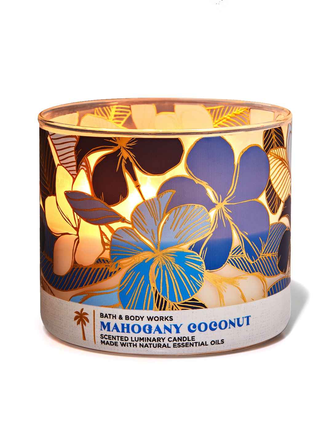 

Bath & Body Works Mahogany Coconut 3-Wick Scented Luminary Candle - 411 g, Blue