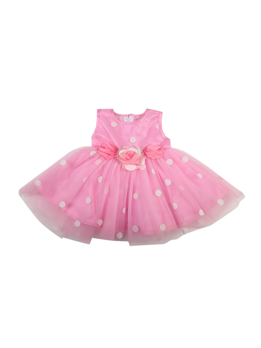 

V-Mart Pink Girls Embellished Self Design Casual Dress