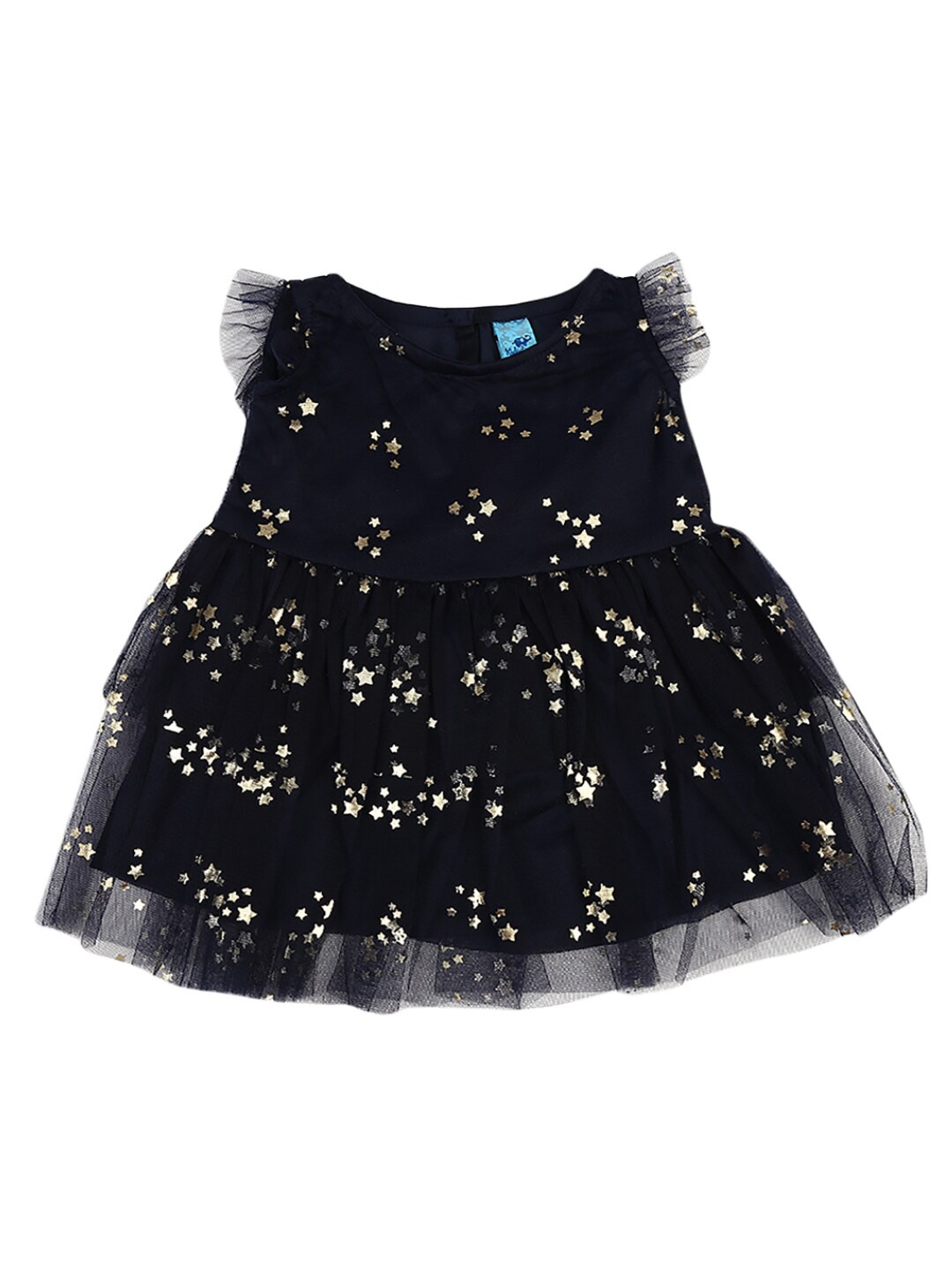 

V-Mart Navy Blue Infant Solid Synthetic Round Neck Frock Dress