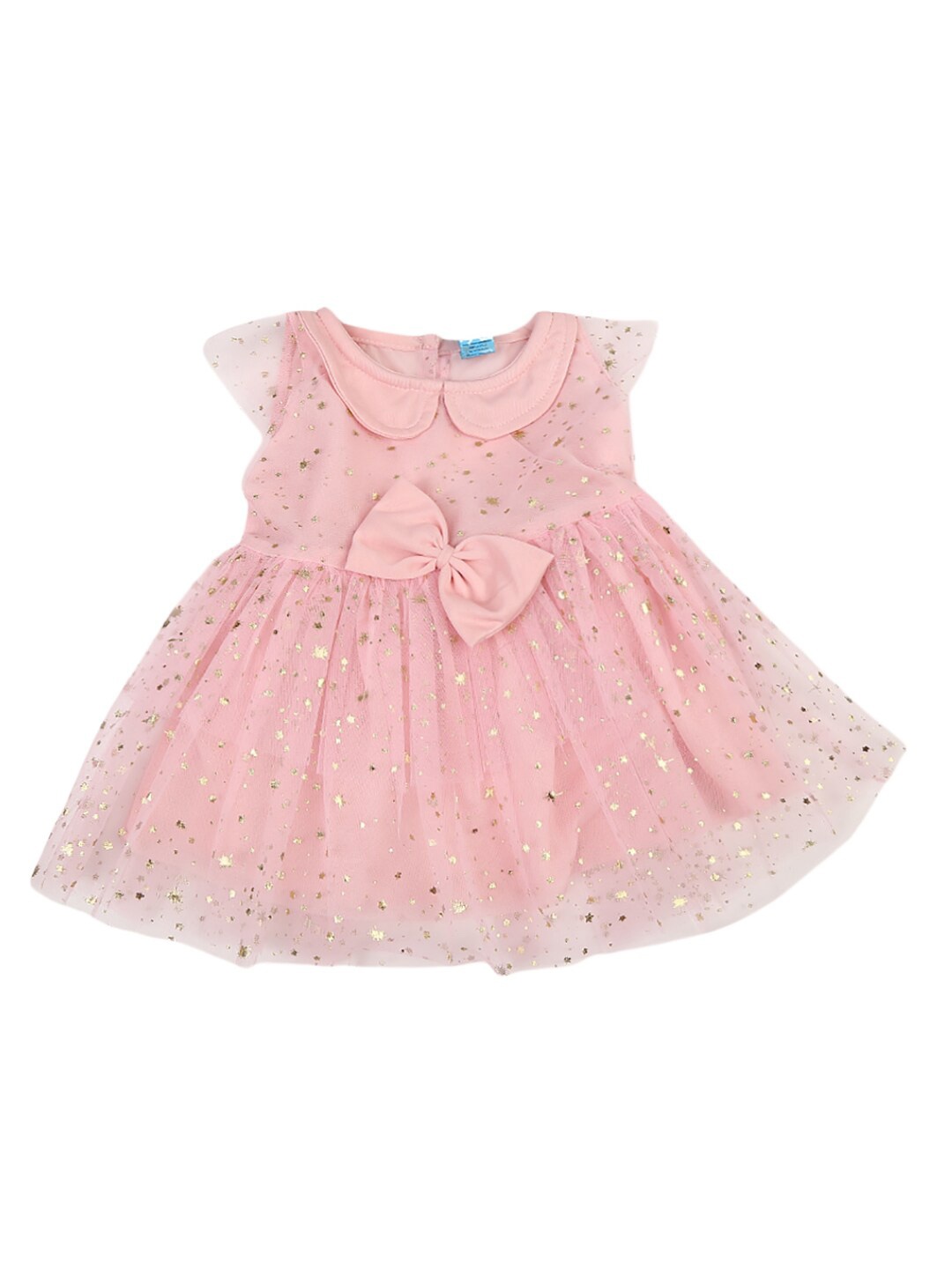 

V-Mart Kids Girls Pink Synthetic Peter Pan Collar Fit & Flare Frock