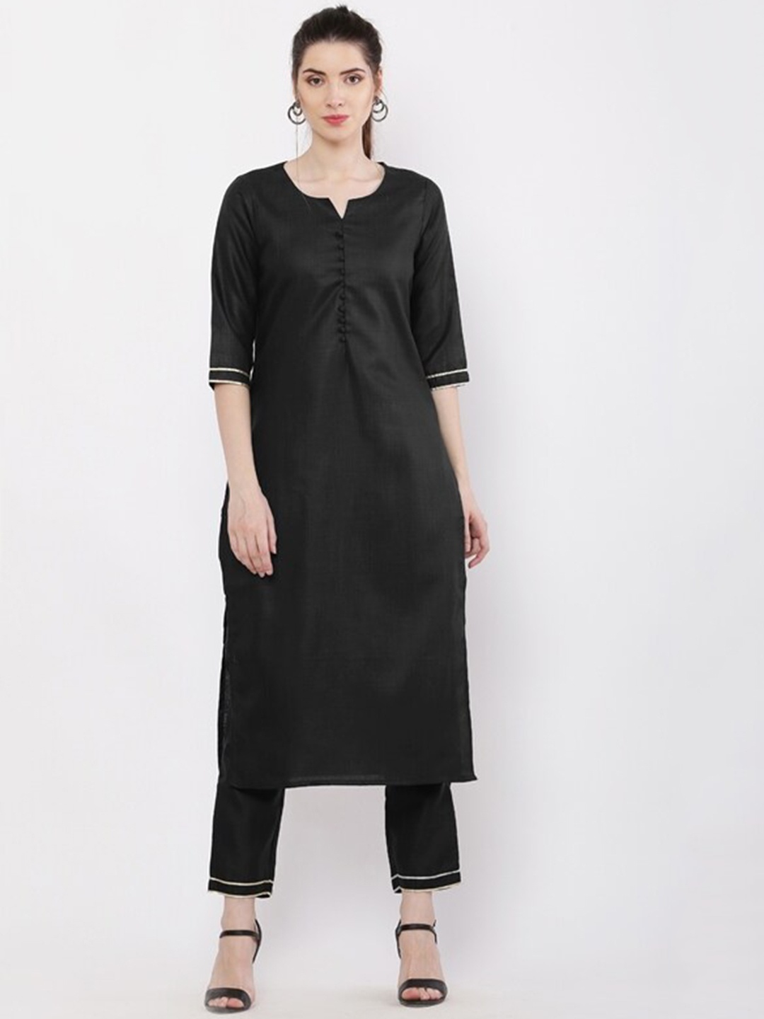 

WinEra Women Black Cotton Blend Kurta with Trousers