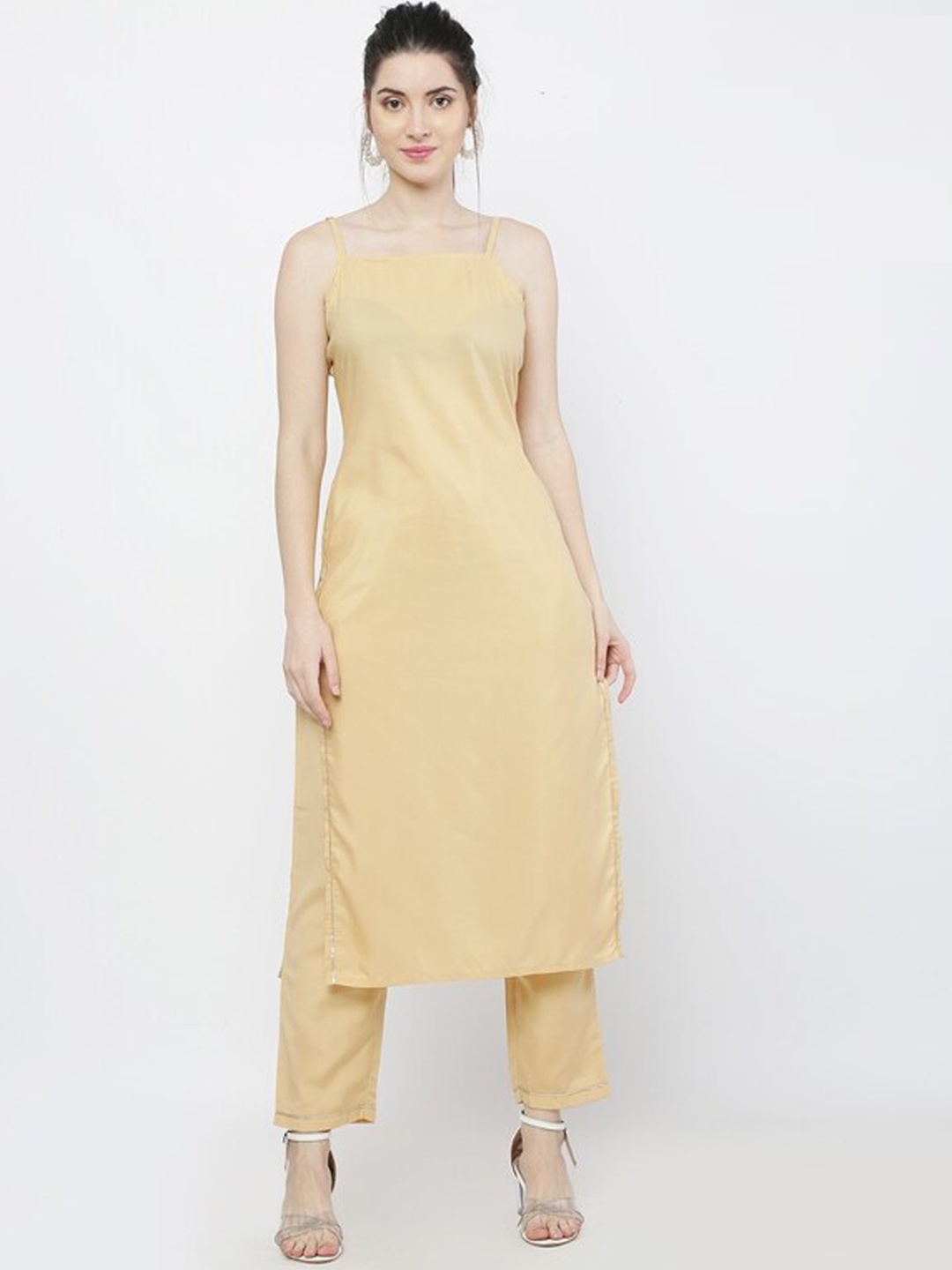 

WinEra Women Beige Polyester Kurta with Trousers