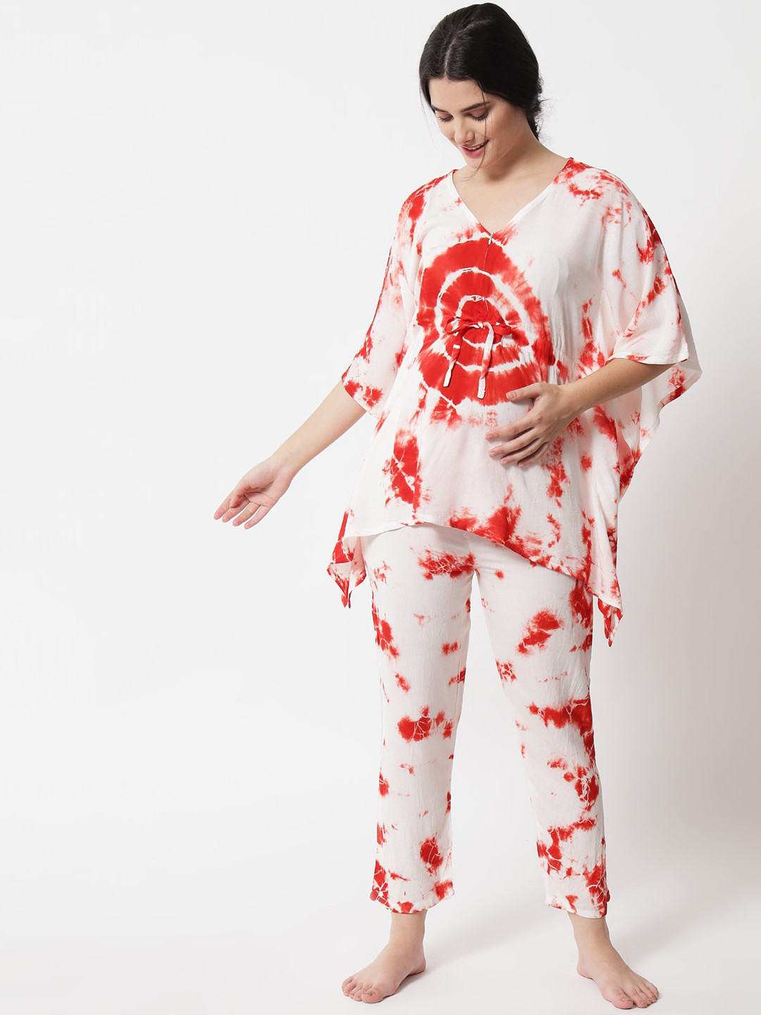 

Aujjessa Women Off White & Red Night suit
