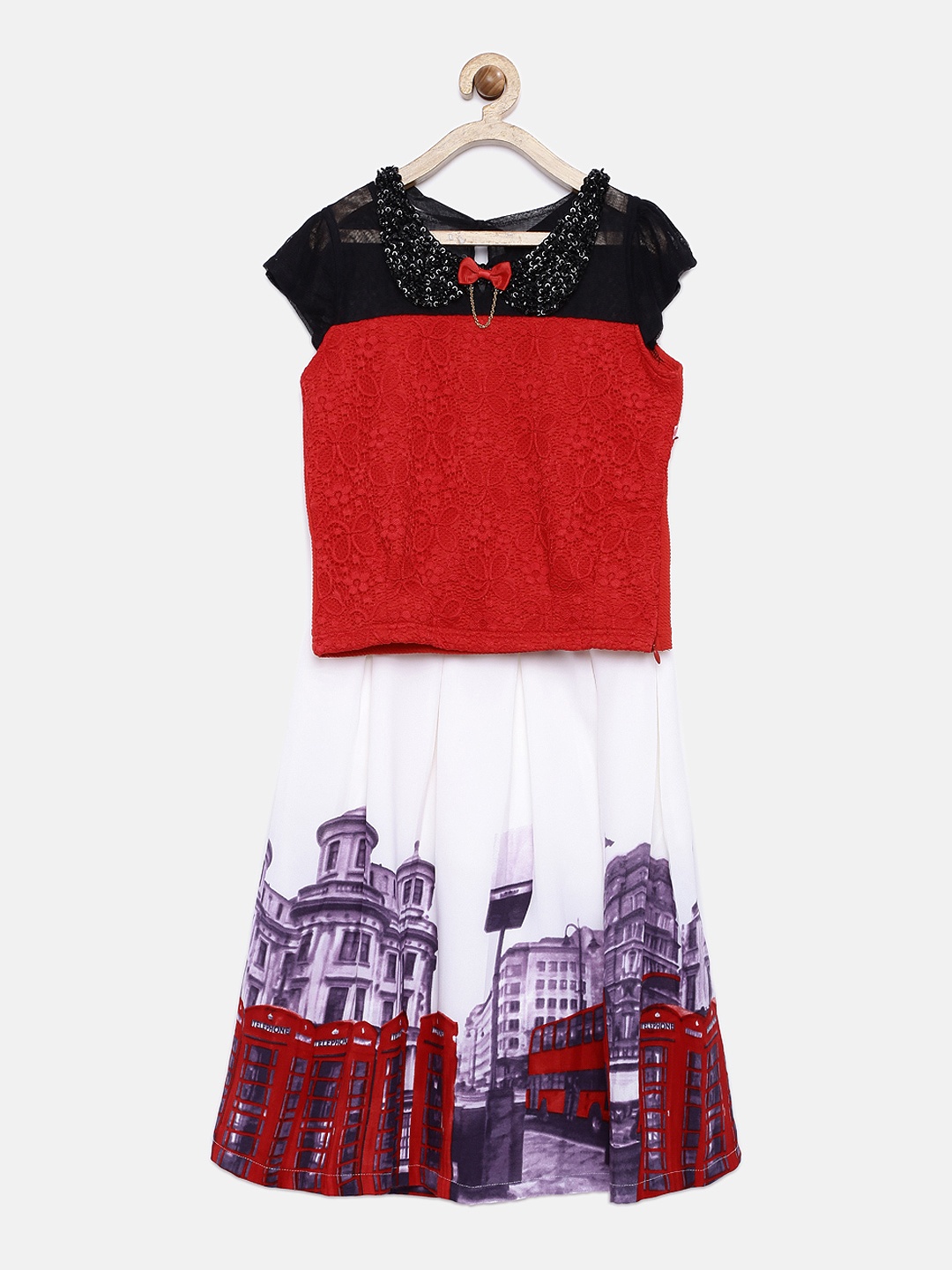 

Peppermint Girls Red & White Printed Clothing Set