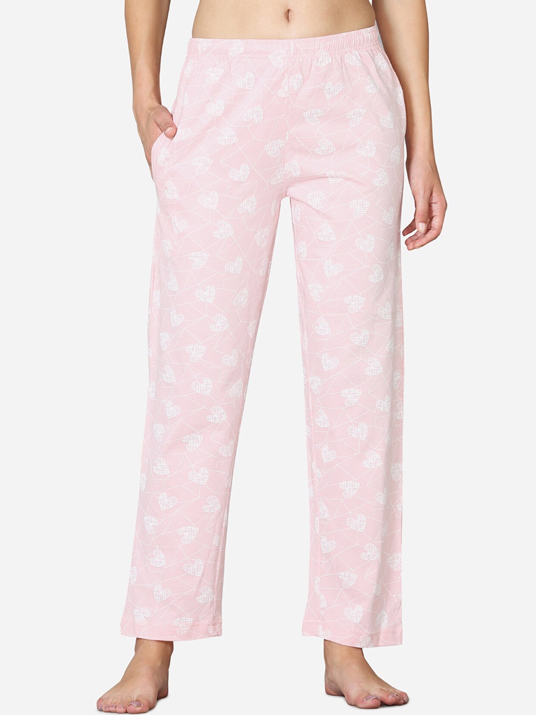 

VStar Women Pink Printed Cotton Lounge Pants, Lavender