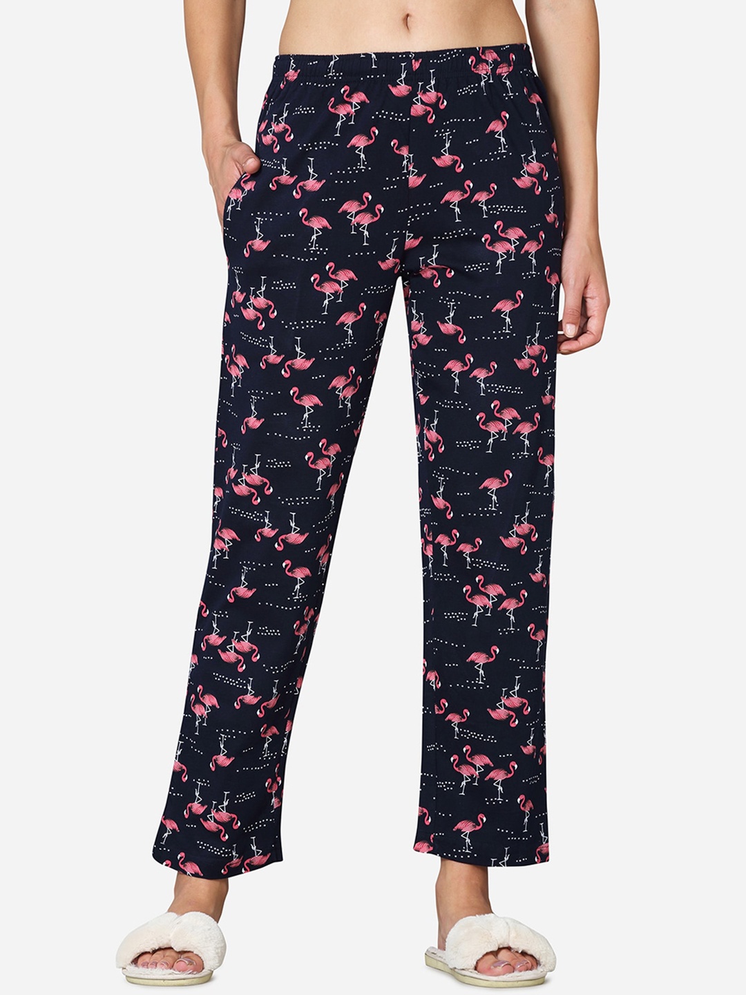 

VStar Women Blue Animal Printed Lounge Pants, Navy blue