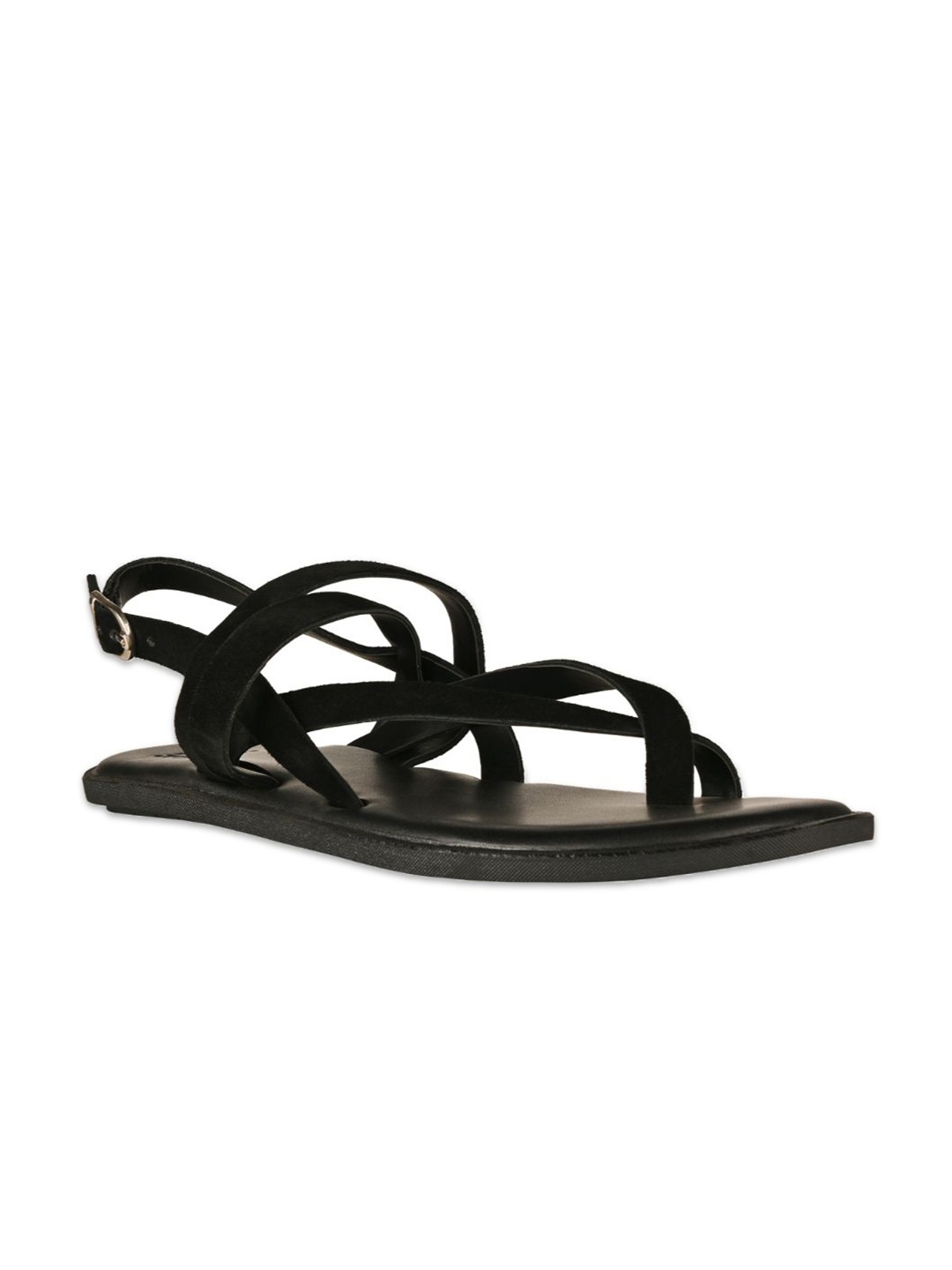 

SKO Men Black Leather Comfort Sandals With Backstrap