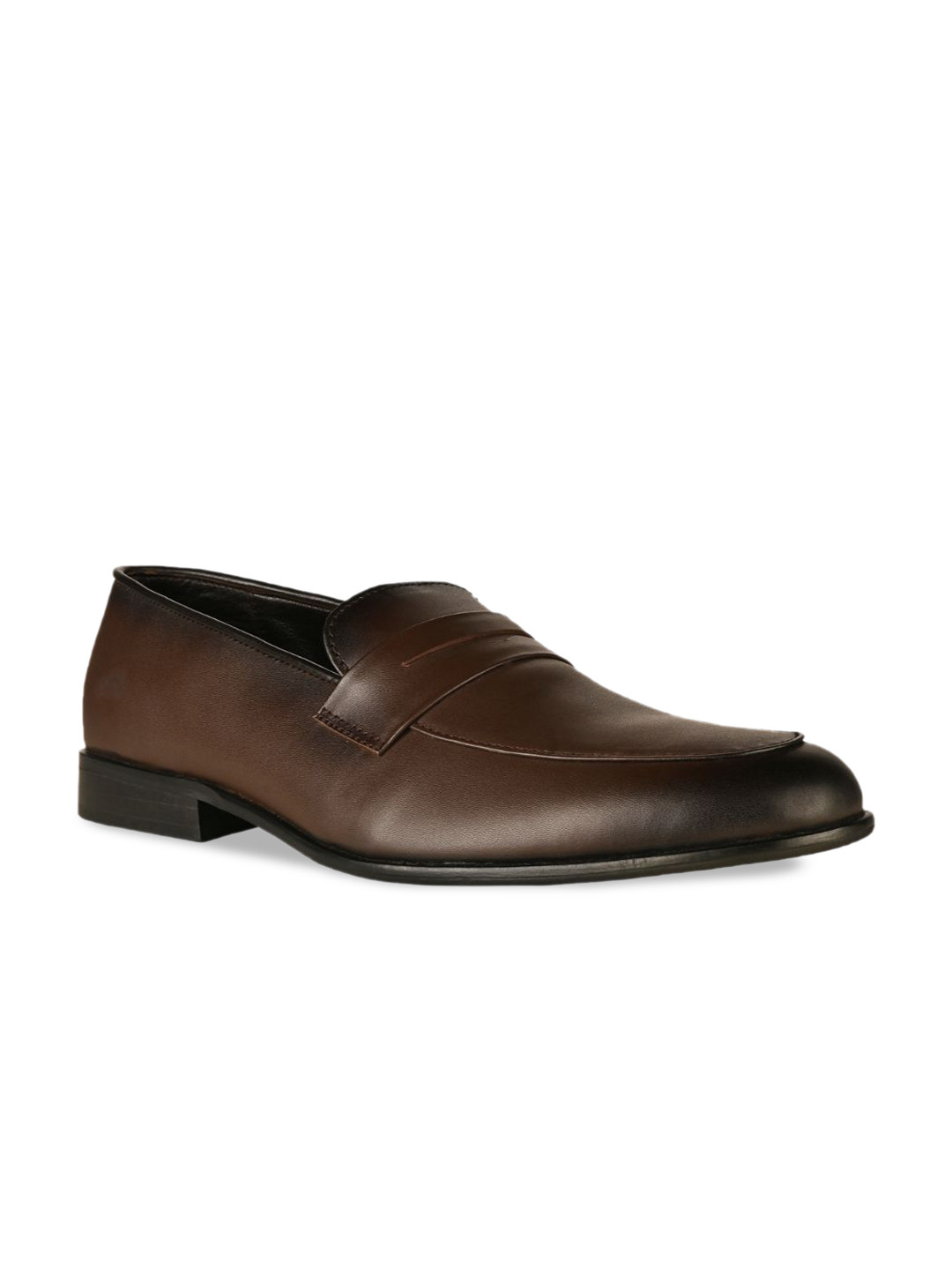 

SKO Men Brown Leather Slip-On Sneakers