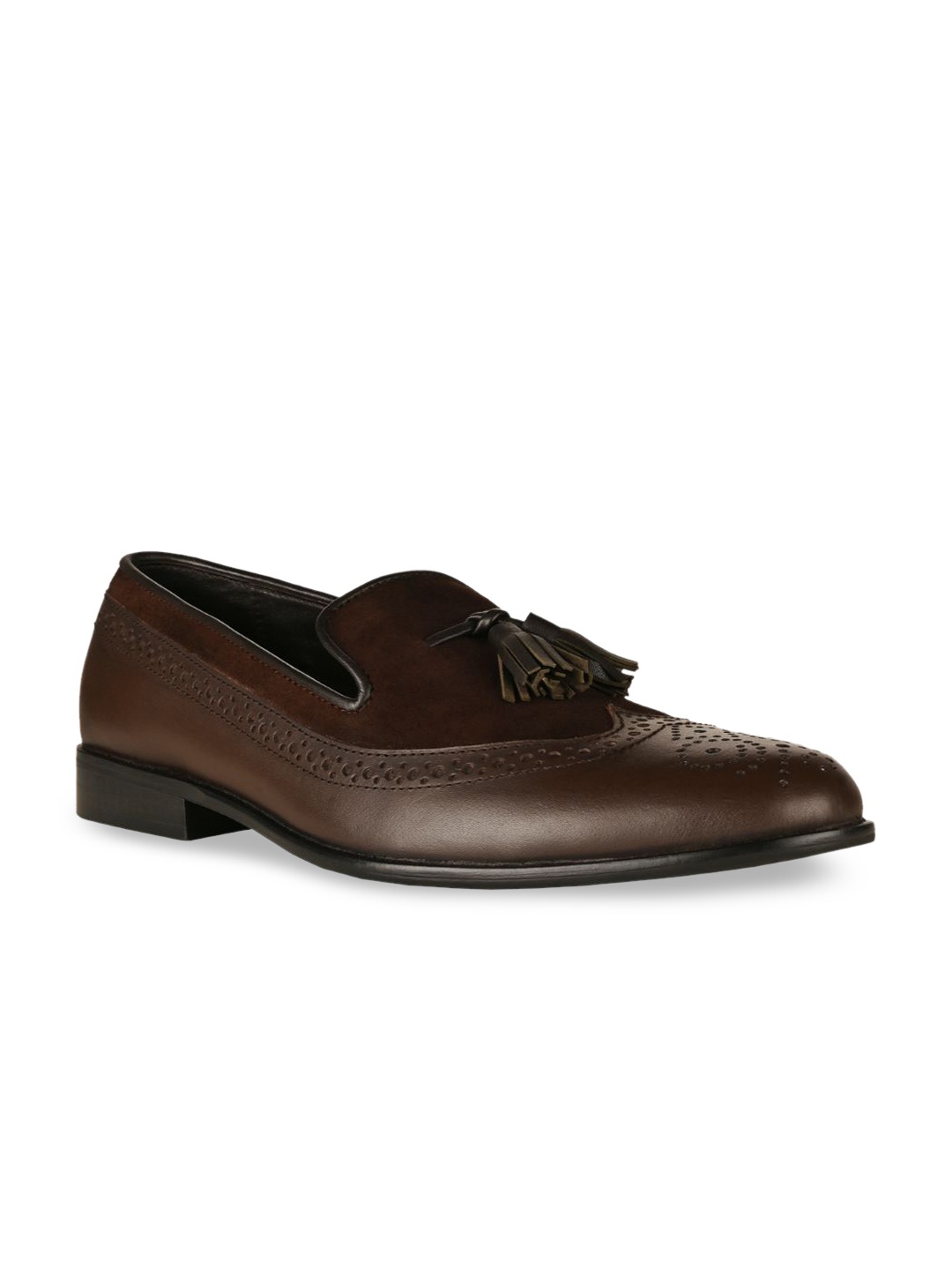 

SKO Men Brown Leather Slip-On Sneakers