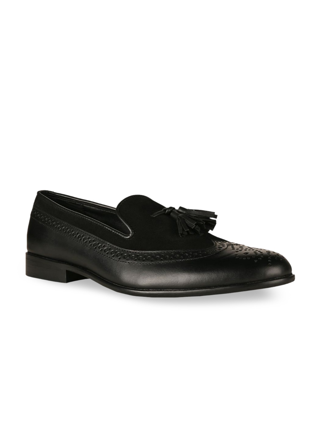 

SKO Men Black Perforations Leather Loafers