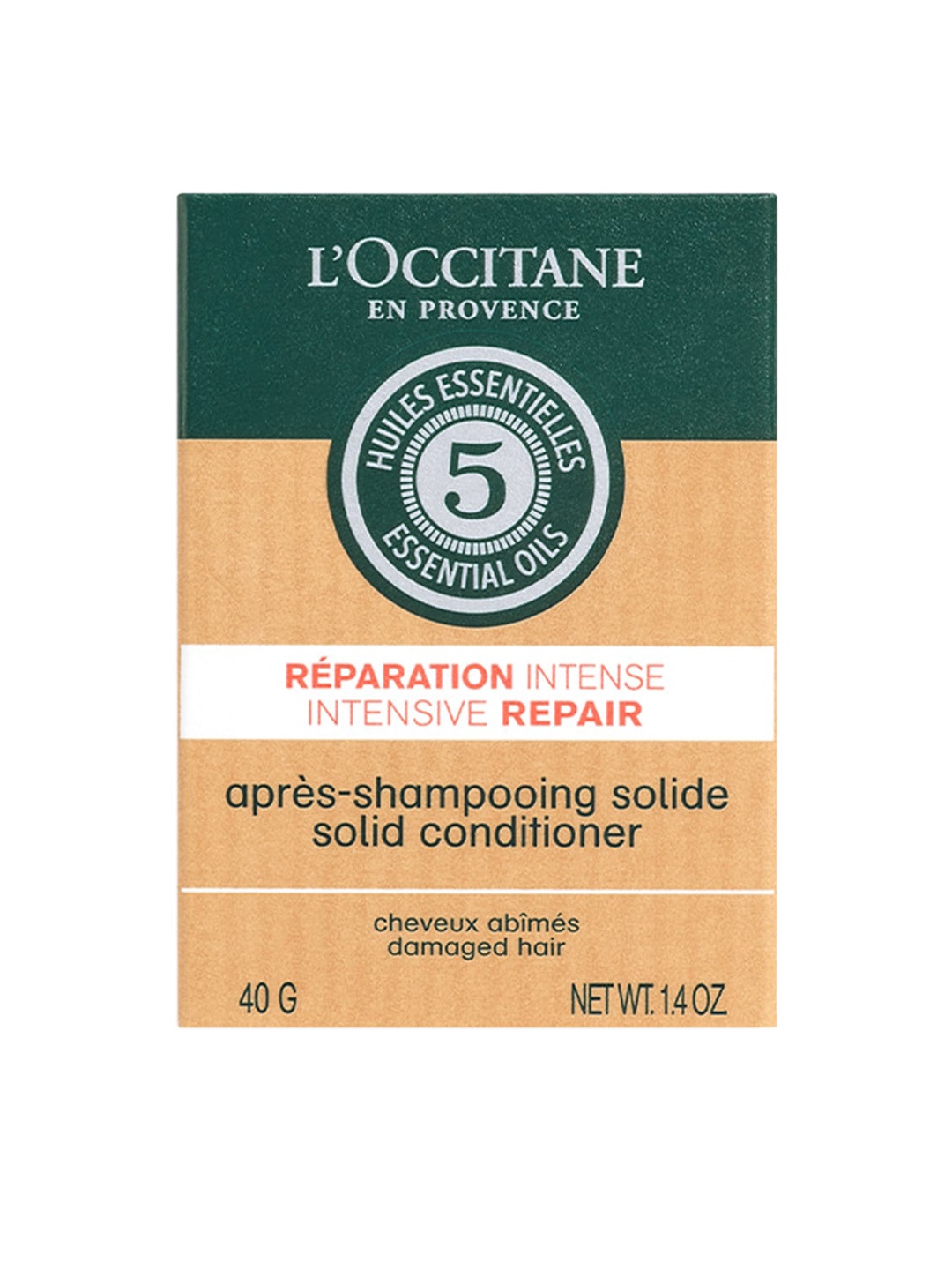 

LOccitane en Provence Vegan Intensive Repair Solid Hair Conditioner for Damaged Hair- 40 g, Beige