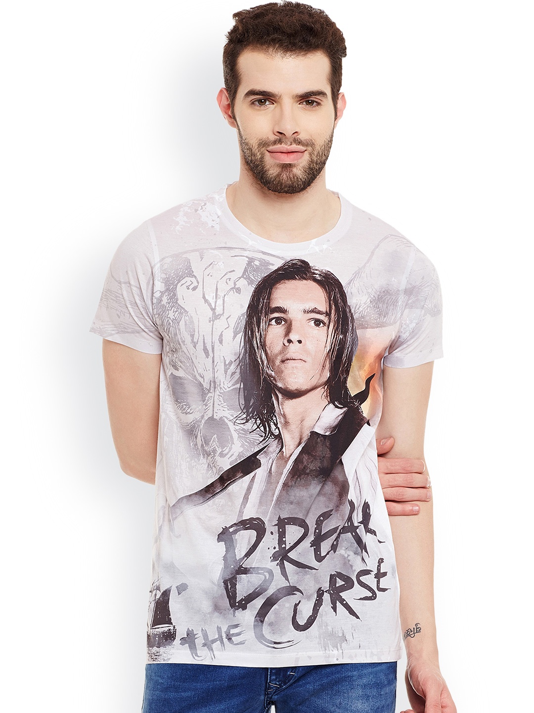 

Disney by Wear Your Mind Men Off-White Printed Round Neck T-shirt