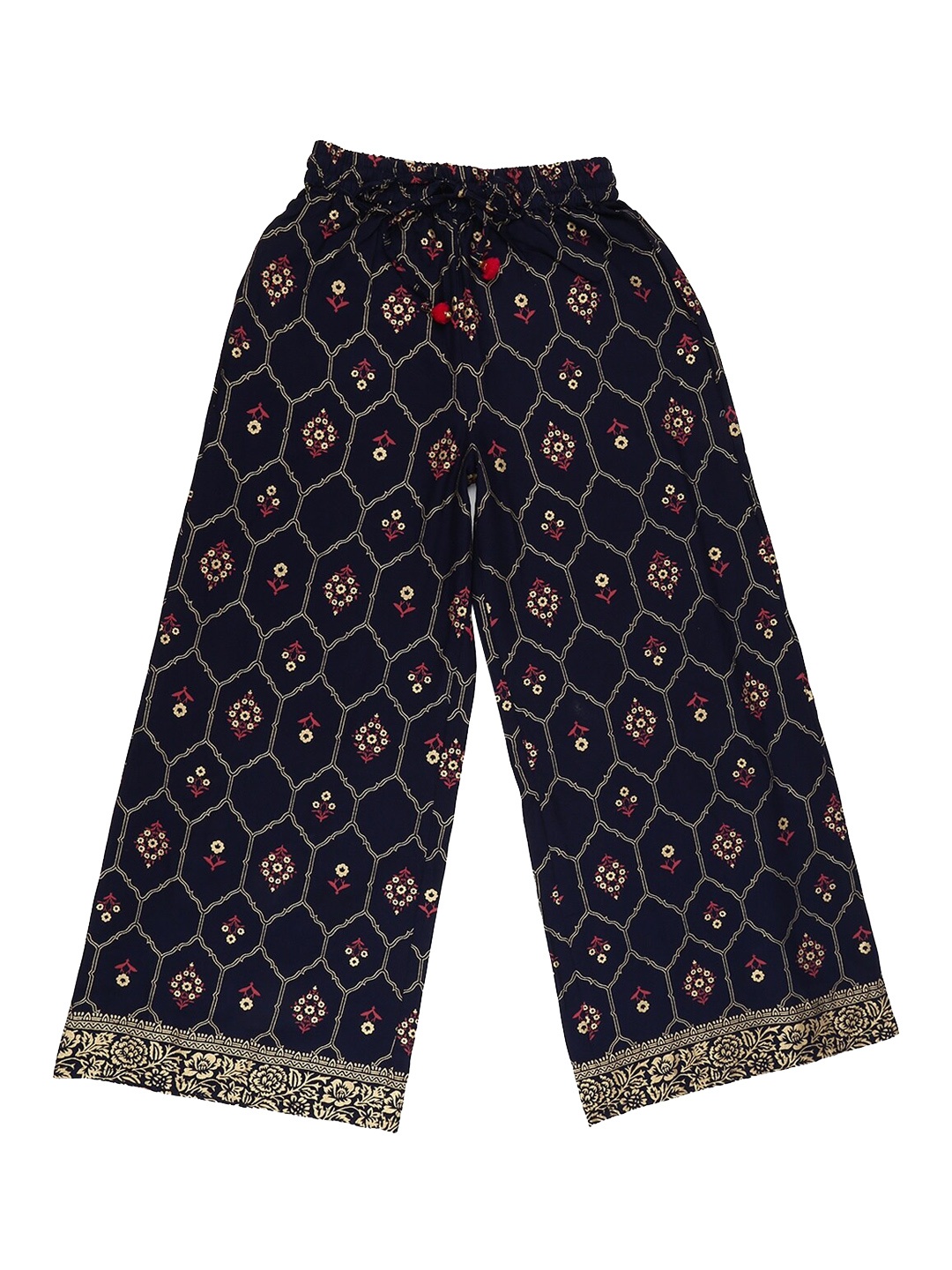 

V-Mart Girls Navy Blue Floral Embroidered Harem Pants