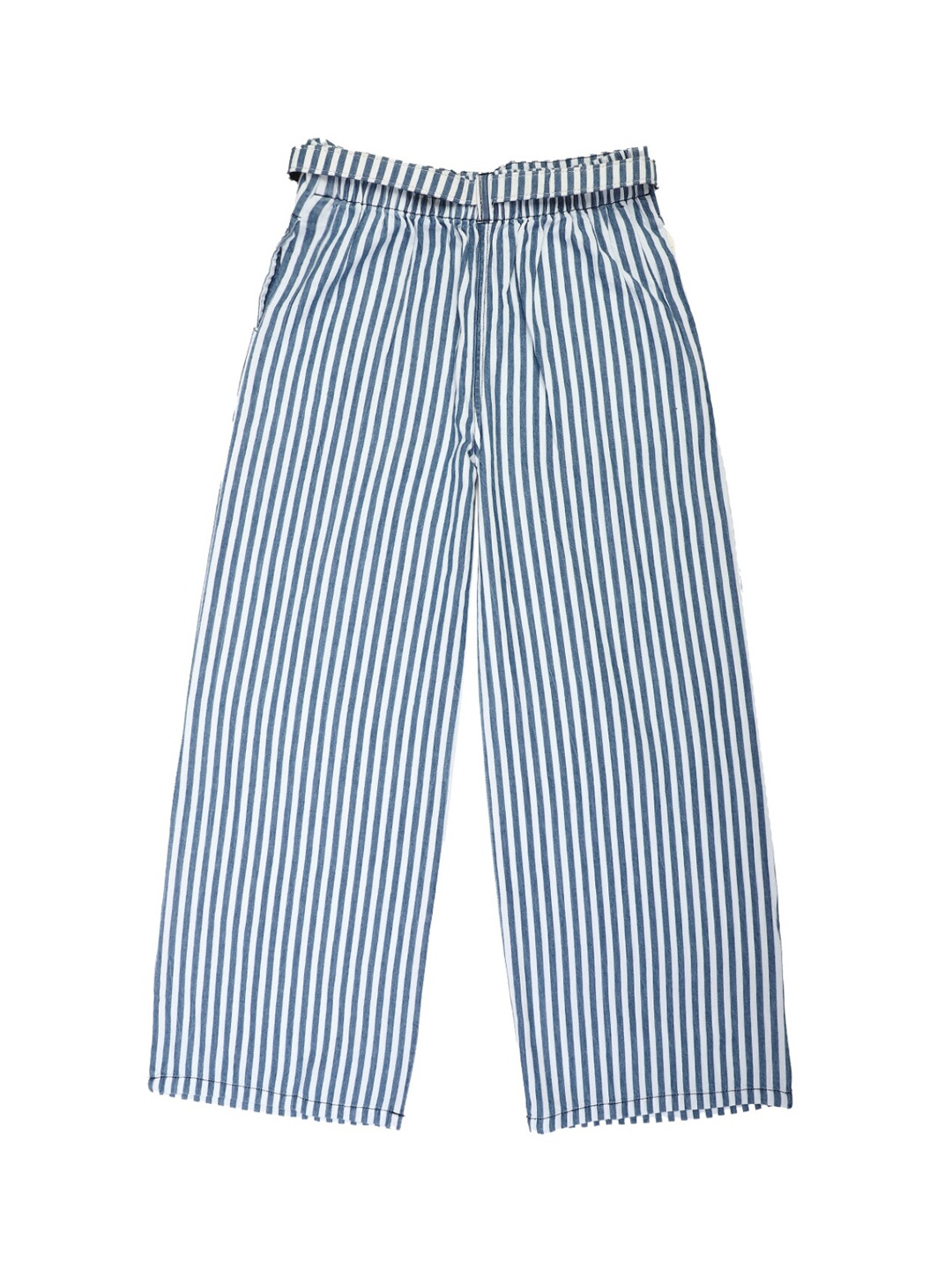

V-Mart Girls Blue Striped Knitted Palazzos