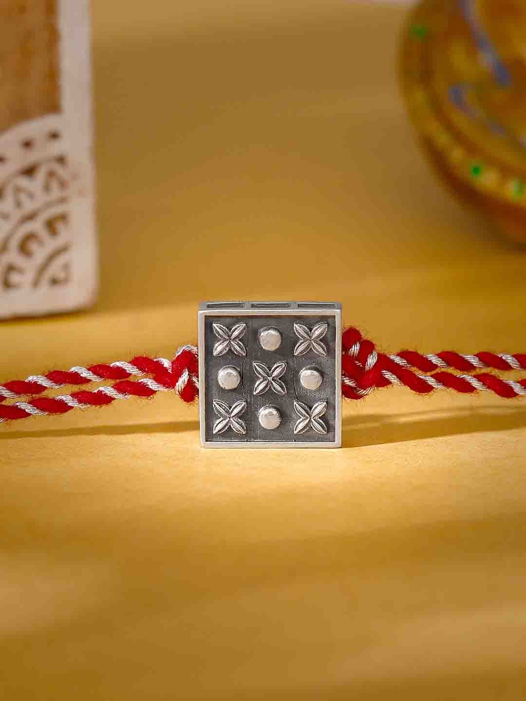 

GIVA 925 Sterling Silver Oxidised Square Rakhi