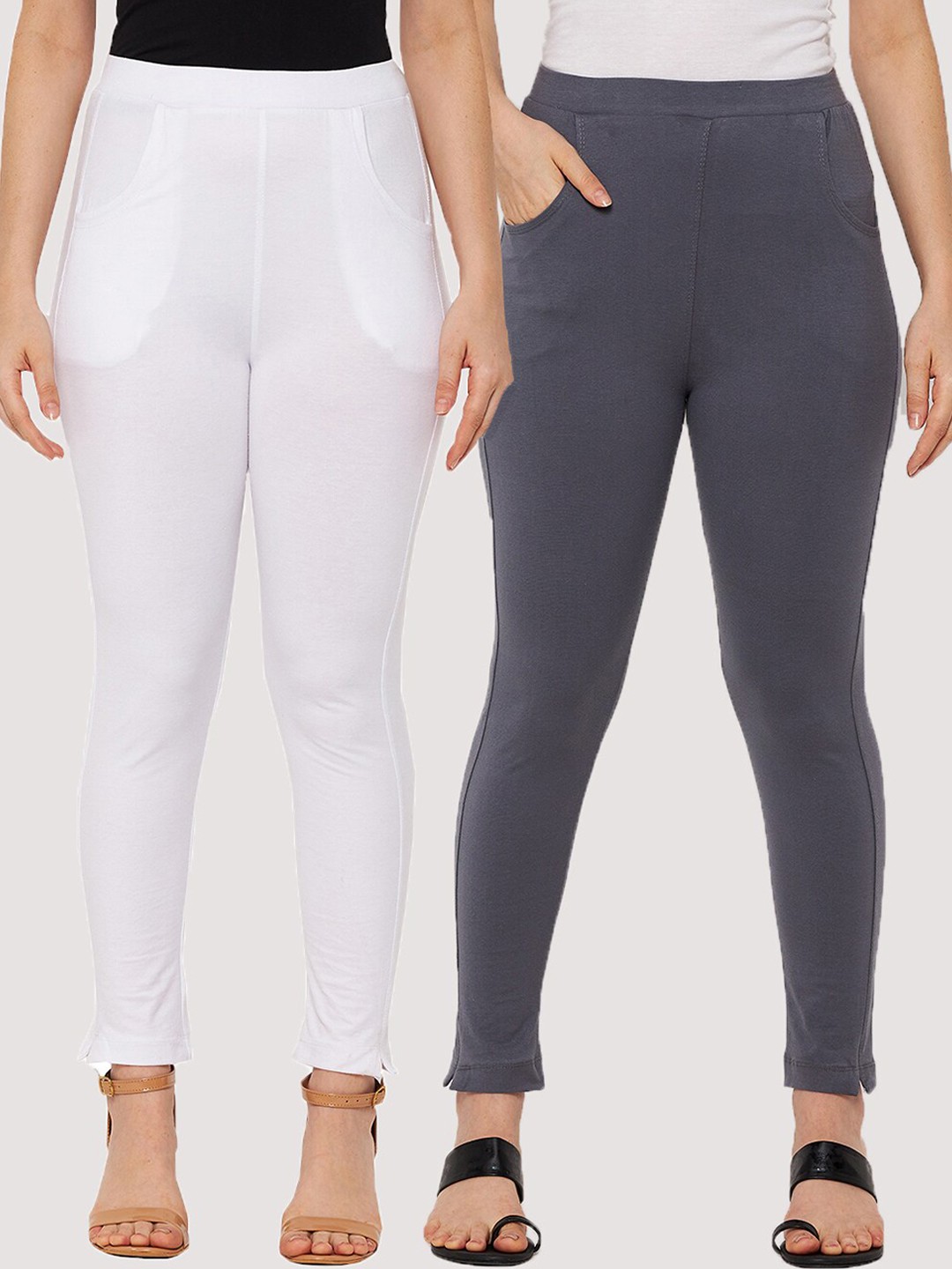 

Clora Creation Women Pack Of 2 Solid Ankle-Length Leggings, White