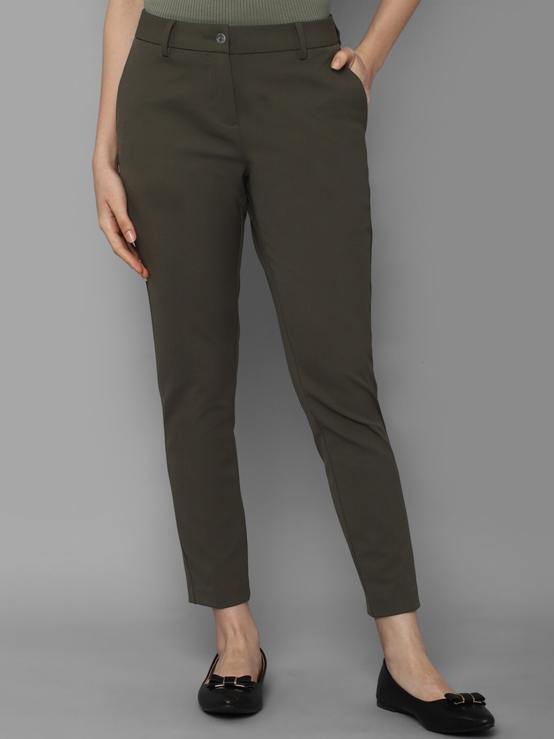 

Allen Solly Woman Women Olive Green Trousers