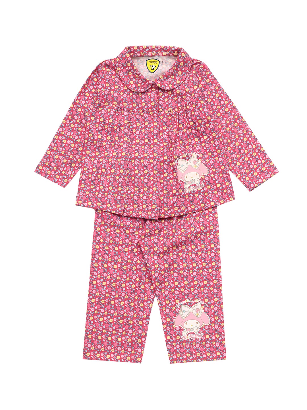 

Lil Lollipop Girls Pink Printed Night suit