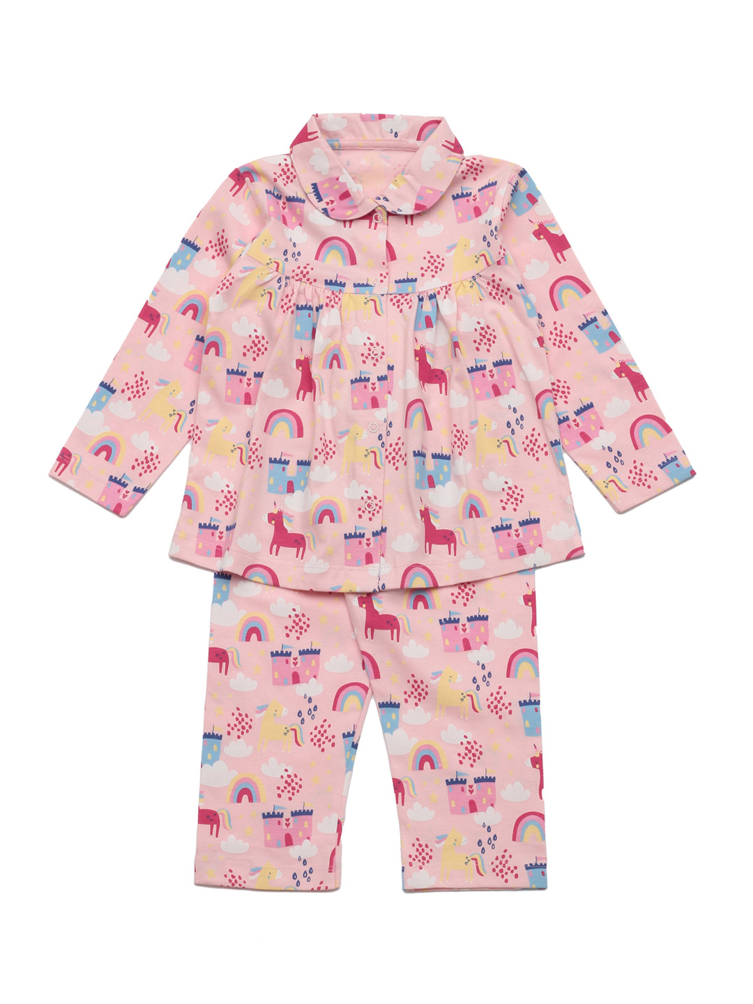 

Lil Lollipop Girls Pink & Blue Printed Night suit
