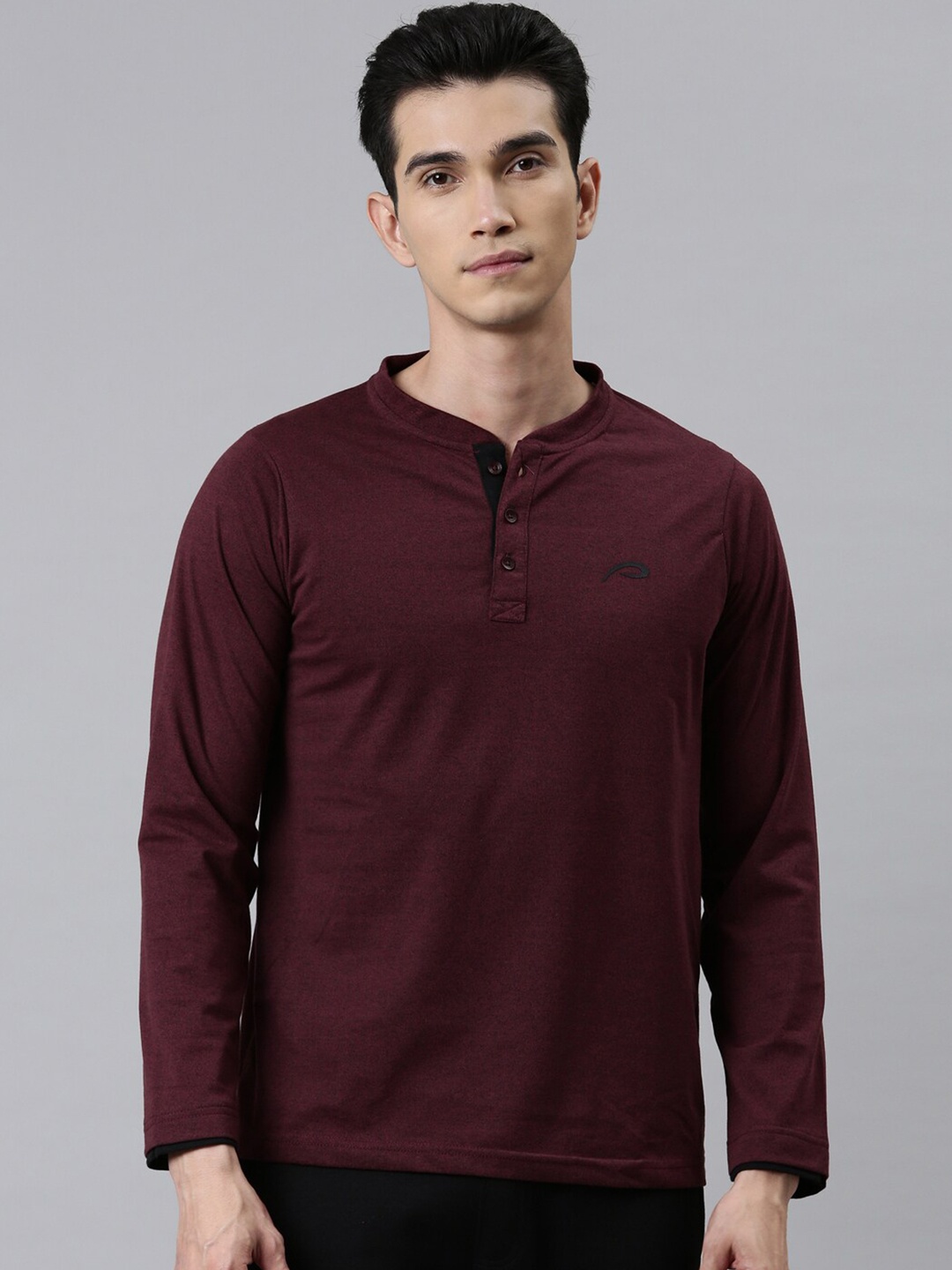 

Proline Active Men Maroon Henley Neck Organic Cotton T-shirt
