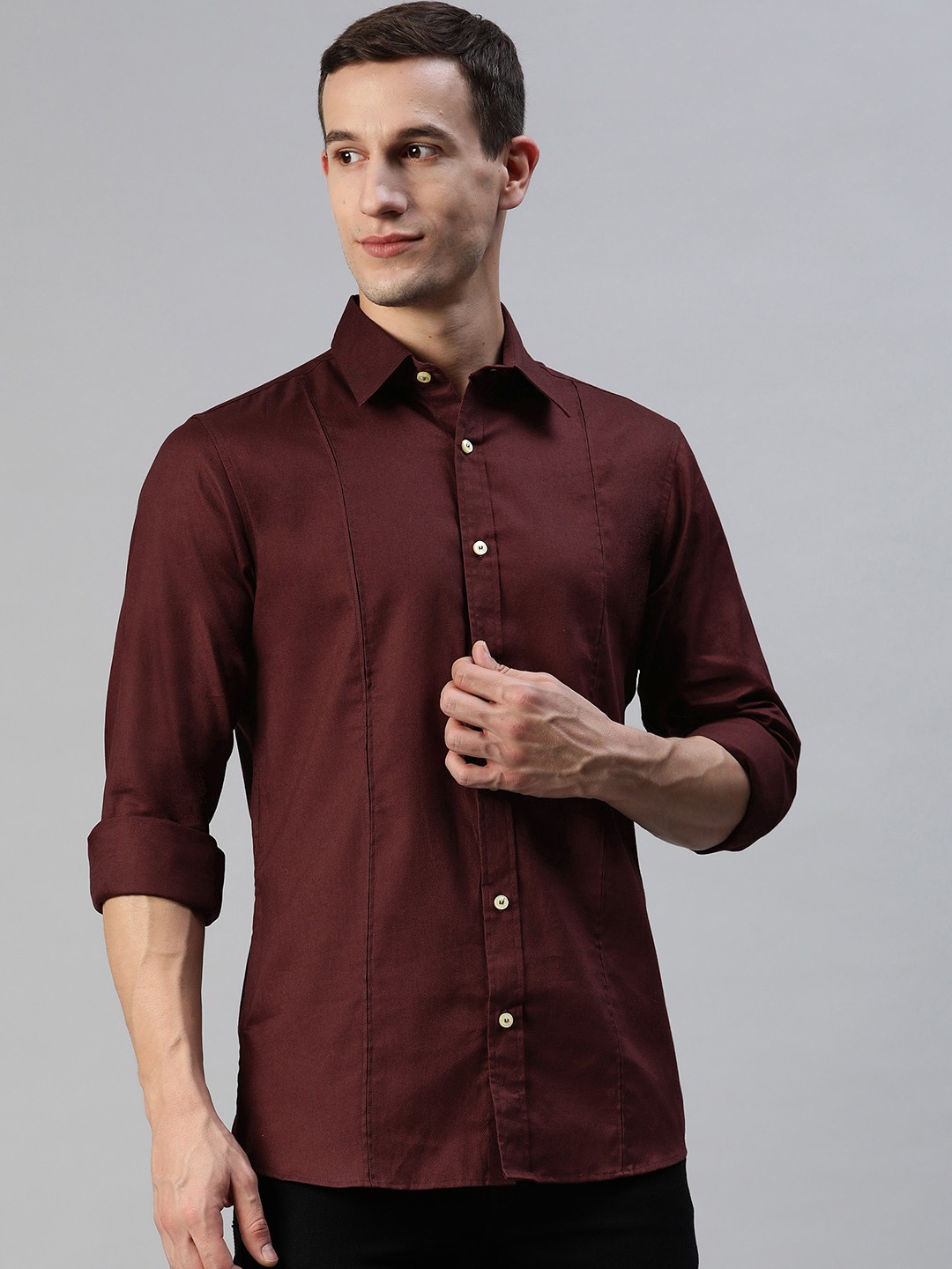 

Purple State Men Maroon Slim Fit Cotton Formal Shirt