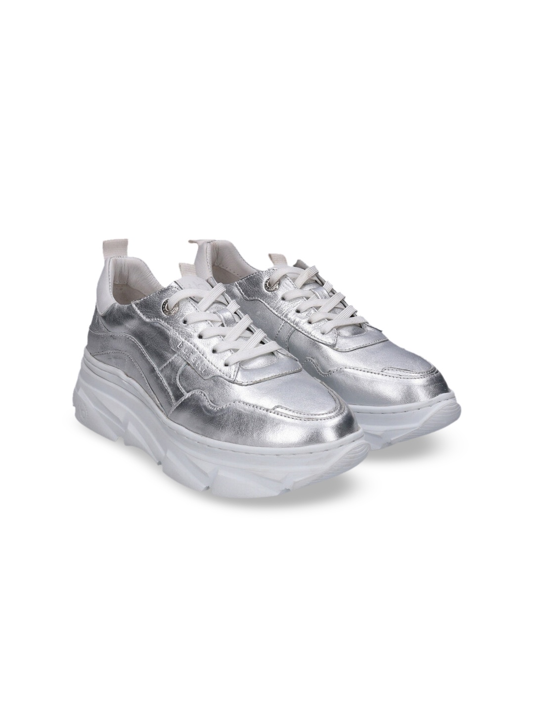 

Bugatti Women Silver-Toned Leather Sneakers