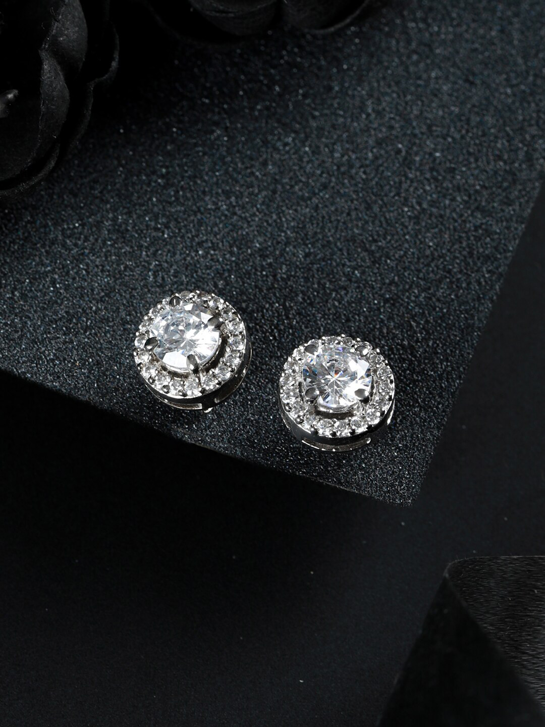 

SHEER by Priyaasi Women Silver-Toned Contemporary Studs Earrings
