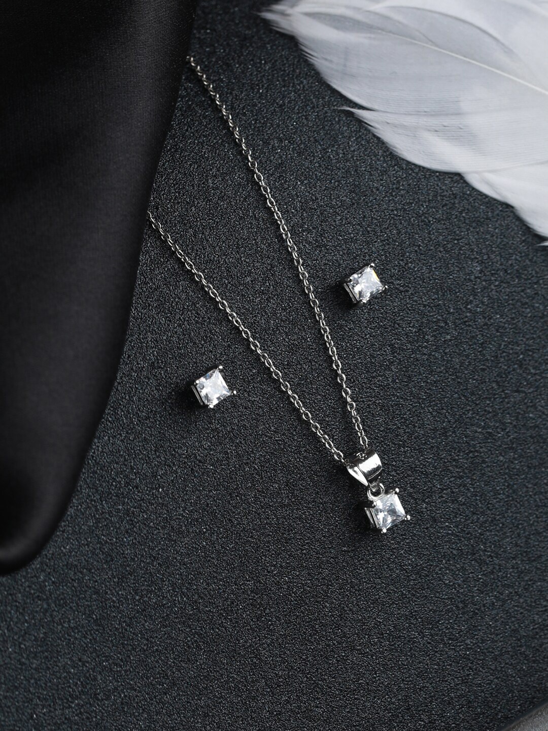 

SHEER by Priyaasi 925 Sterling Silver Studded Jewellery Set