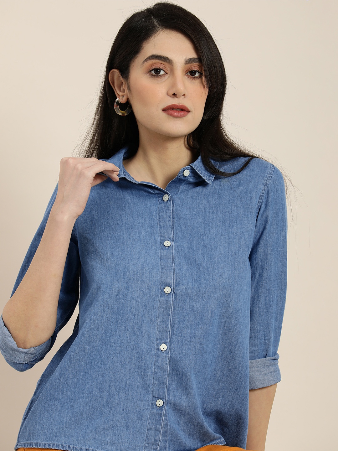 

Moda Rapido Women Pure Cotton Casual Shirt, Blue