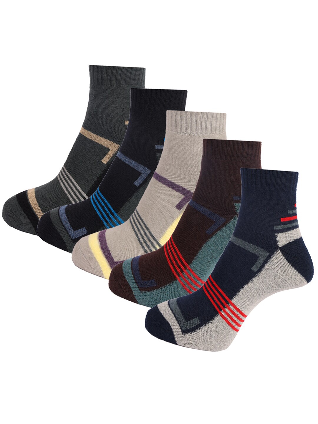 Dollar Socks Men Pack Of 5 Assorted Above Ankle-Length Pure Cotton Socks