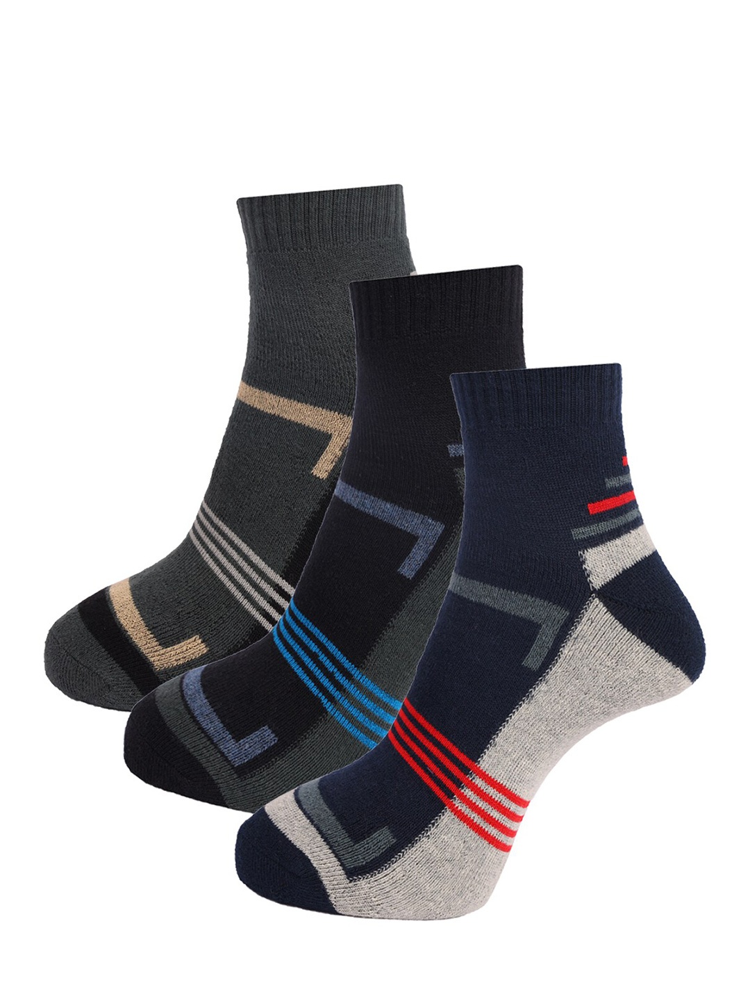 

Dollar Socks Men Pack Of 3 Assorted Above Ankle-Length Combed Cotton Socks