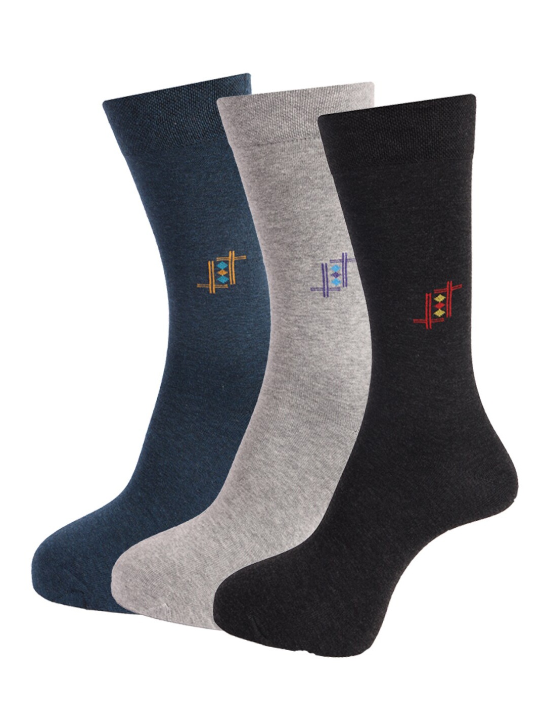 

Dollar Socks Men Pack of 3 Assorted Cotton Calf-Length Socks