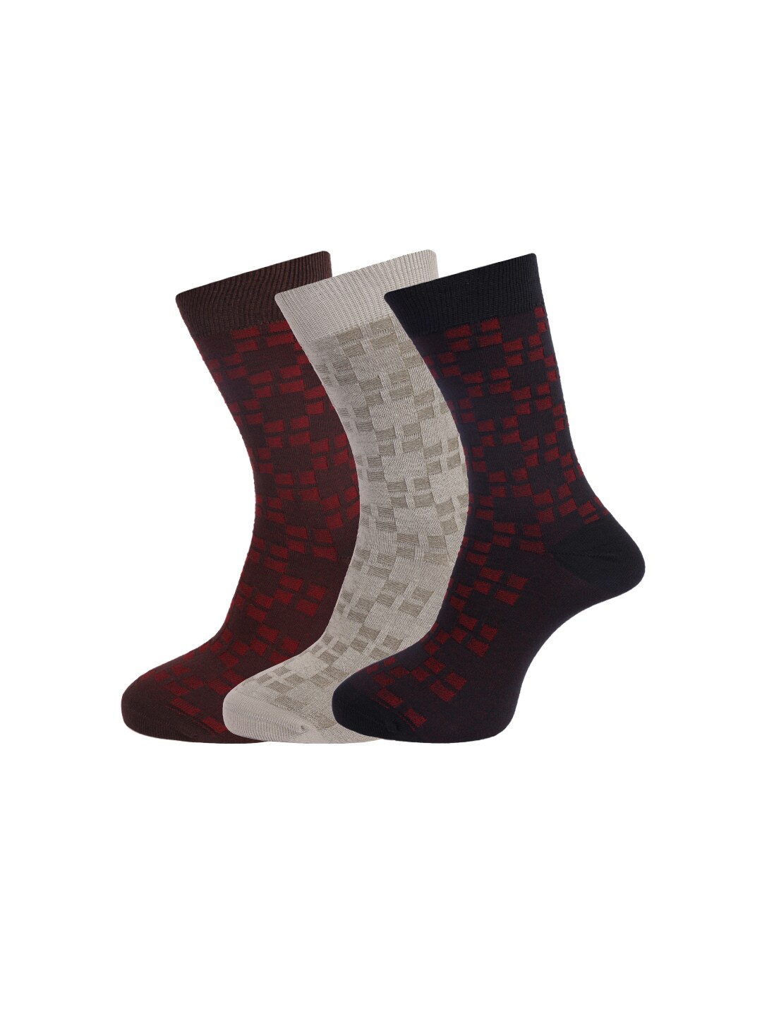 

Dollar Socks Men Pack of 3 Assorted Printed Calf-Length Cotton Socks