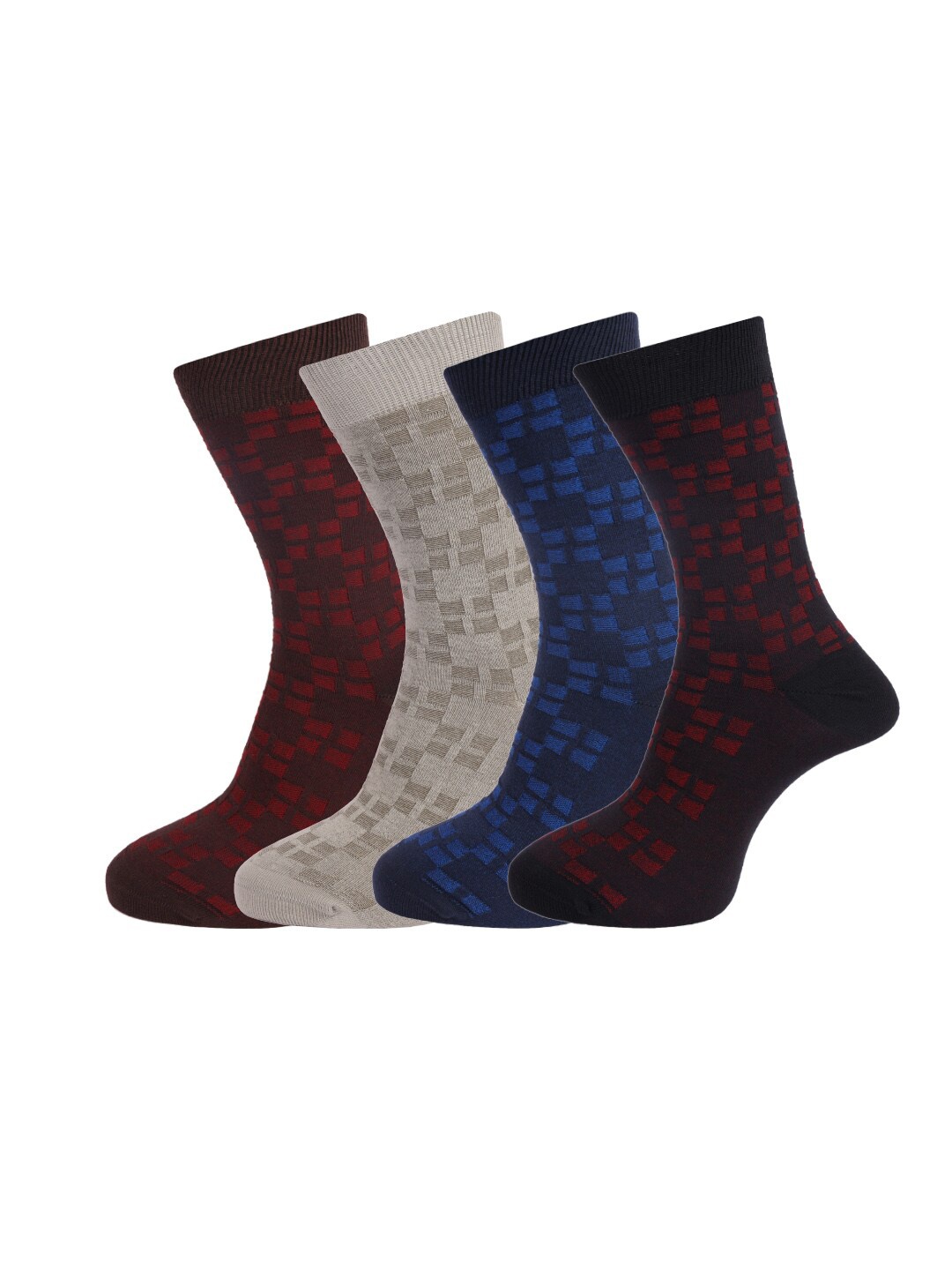Dollar Socks Men Pack Of 4 Assorted Full-Length Cotton Socks