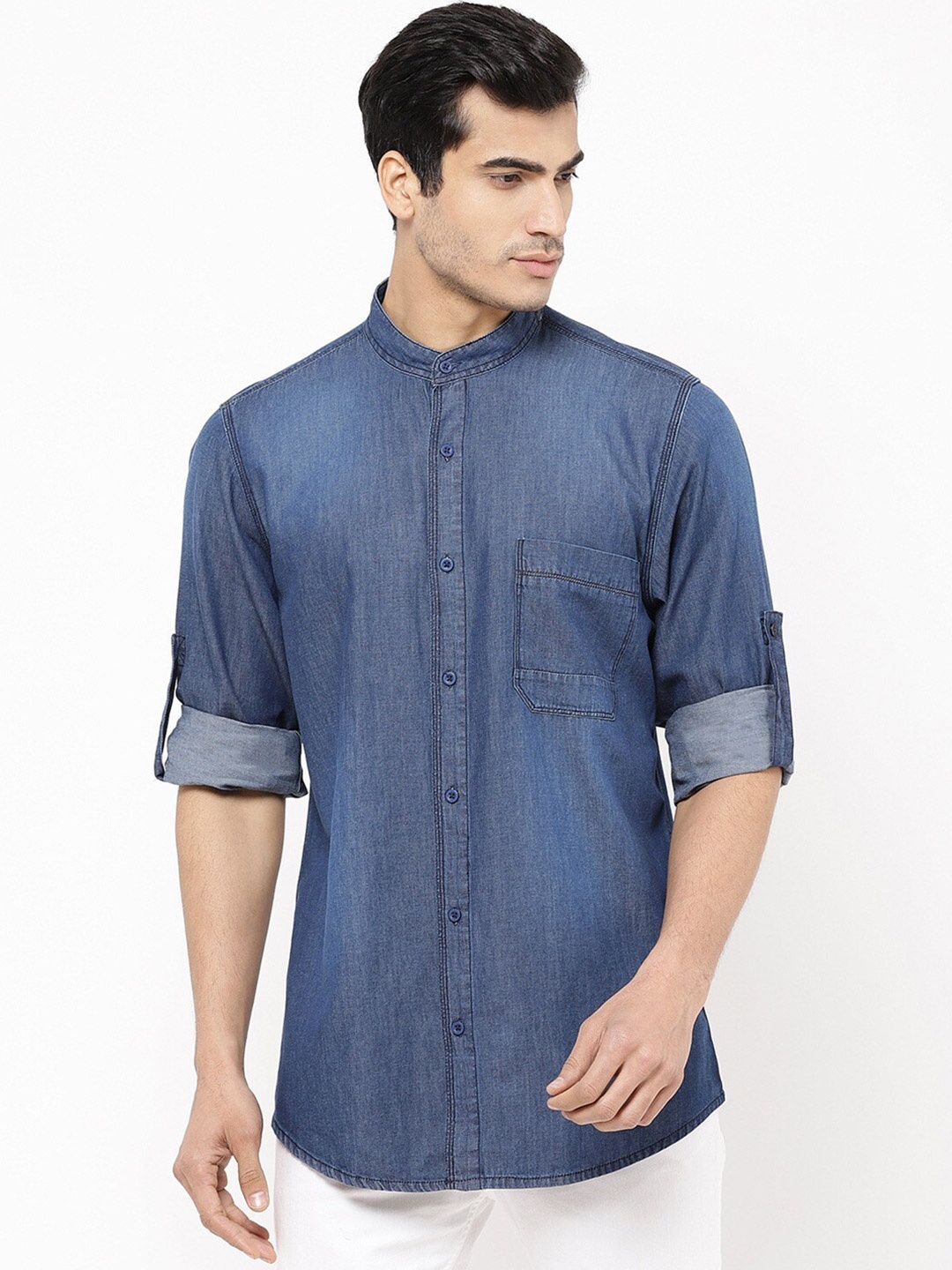 

STROP Men Regular Fit Navy Blue Casual Shirt