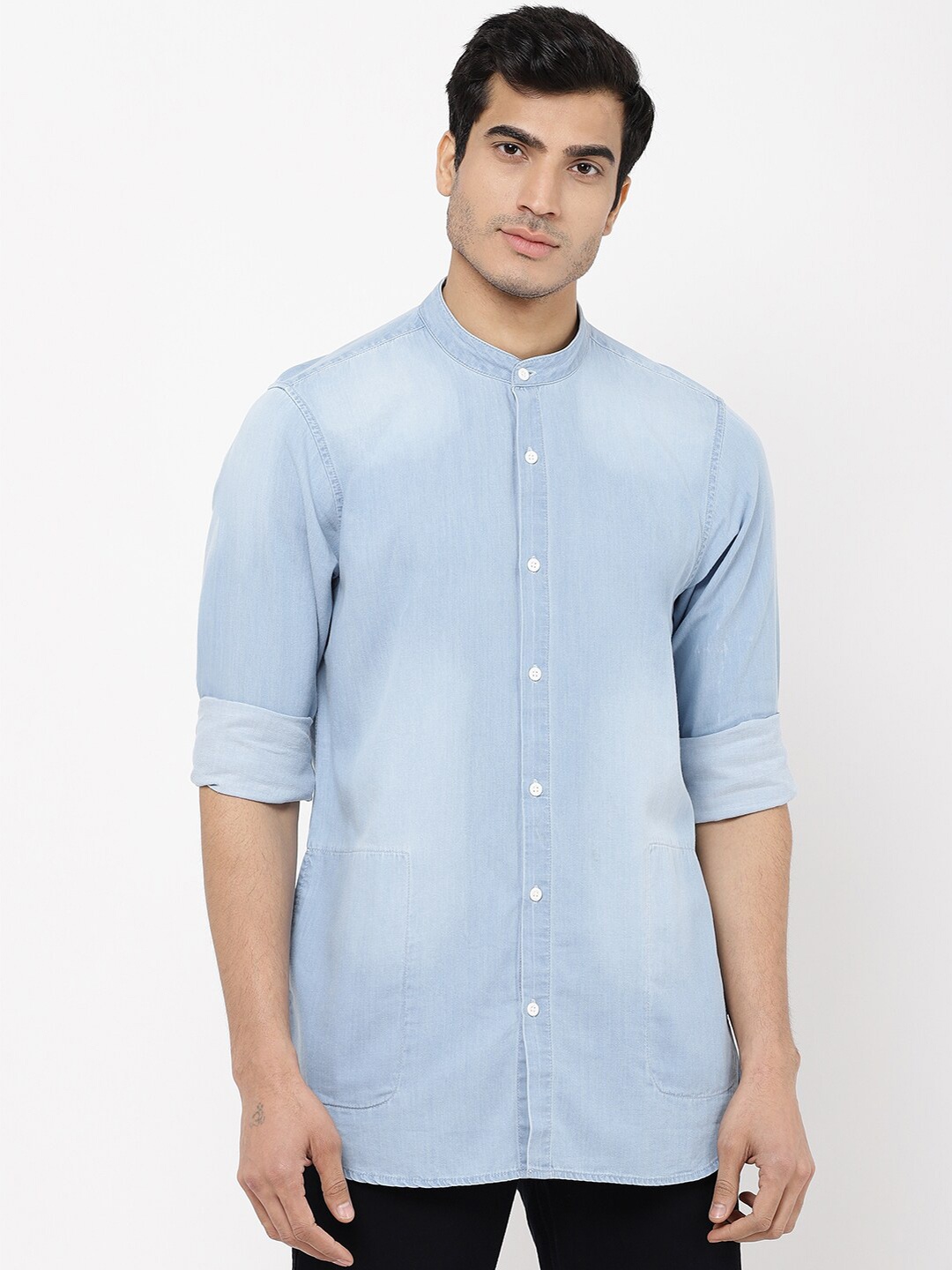 

STROP Men Blue Faded Casual Cotton Shirt