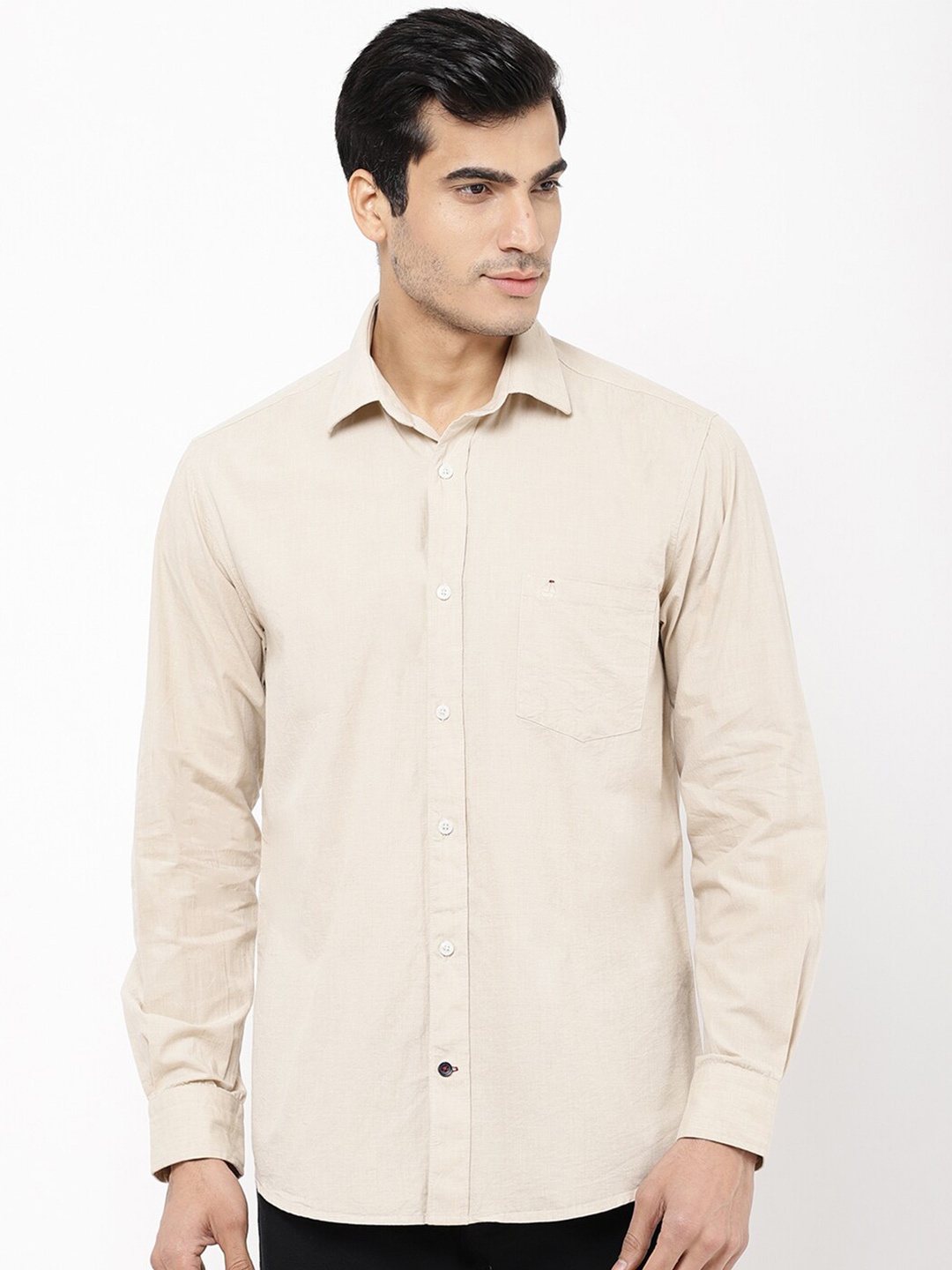 

STROP Men Beige Solid Casual Shirt