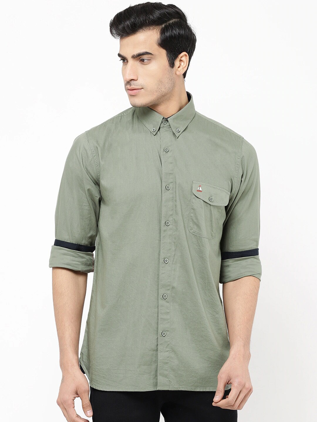 

STROP Men Olive Green Slim Fit Casual Shirt