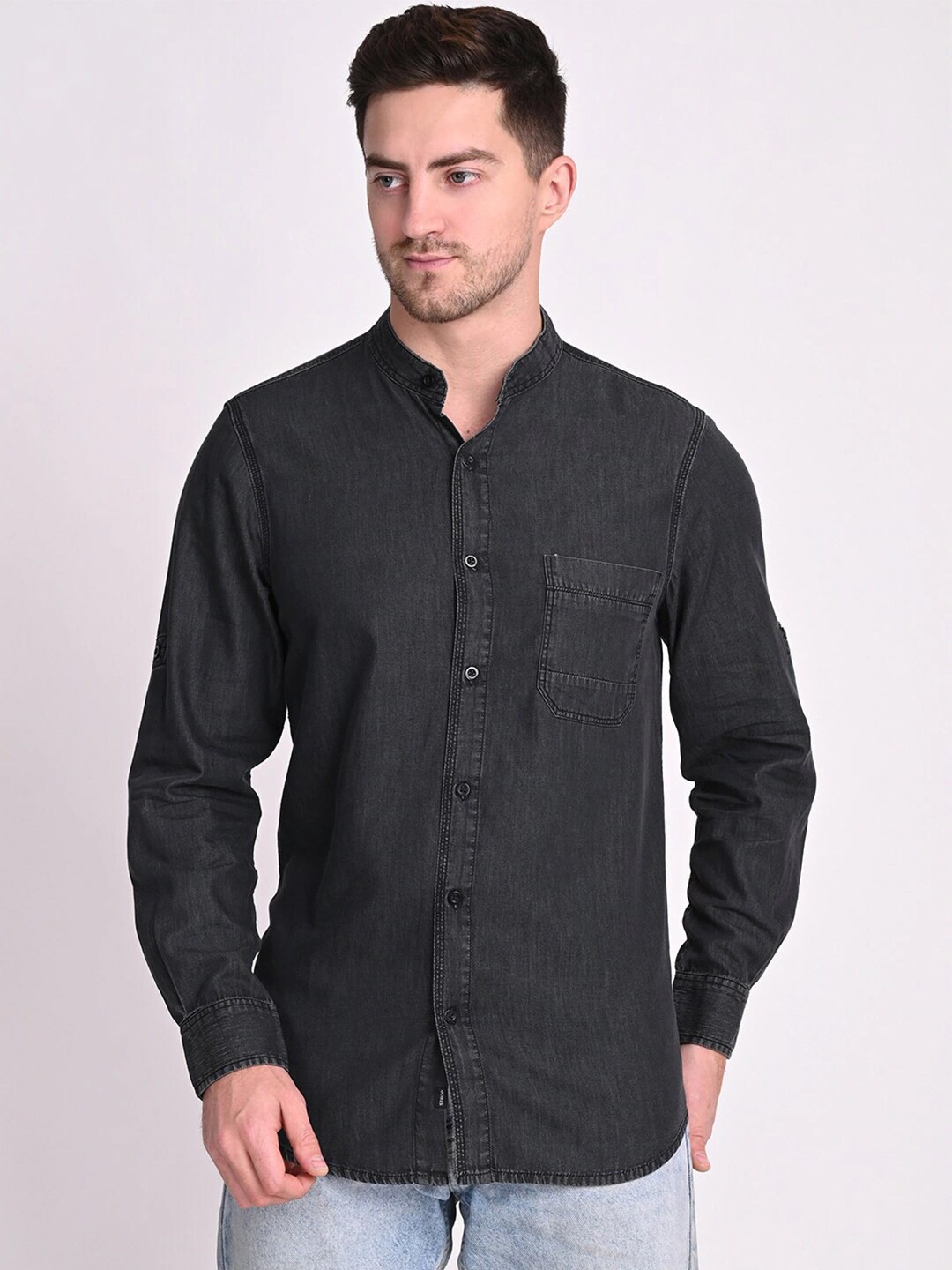 

STROP Men Black Regular Fit Cotton Casual Shirt