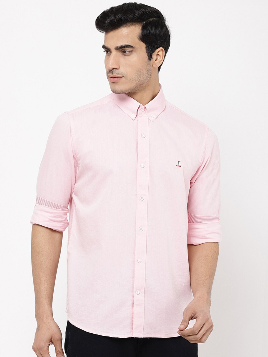 

STROP Men Peach Solid Casual Shirt